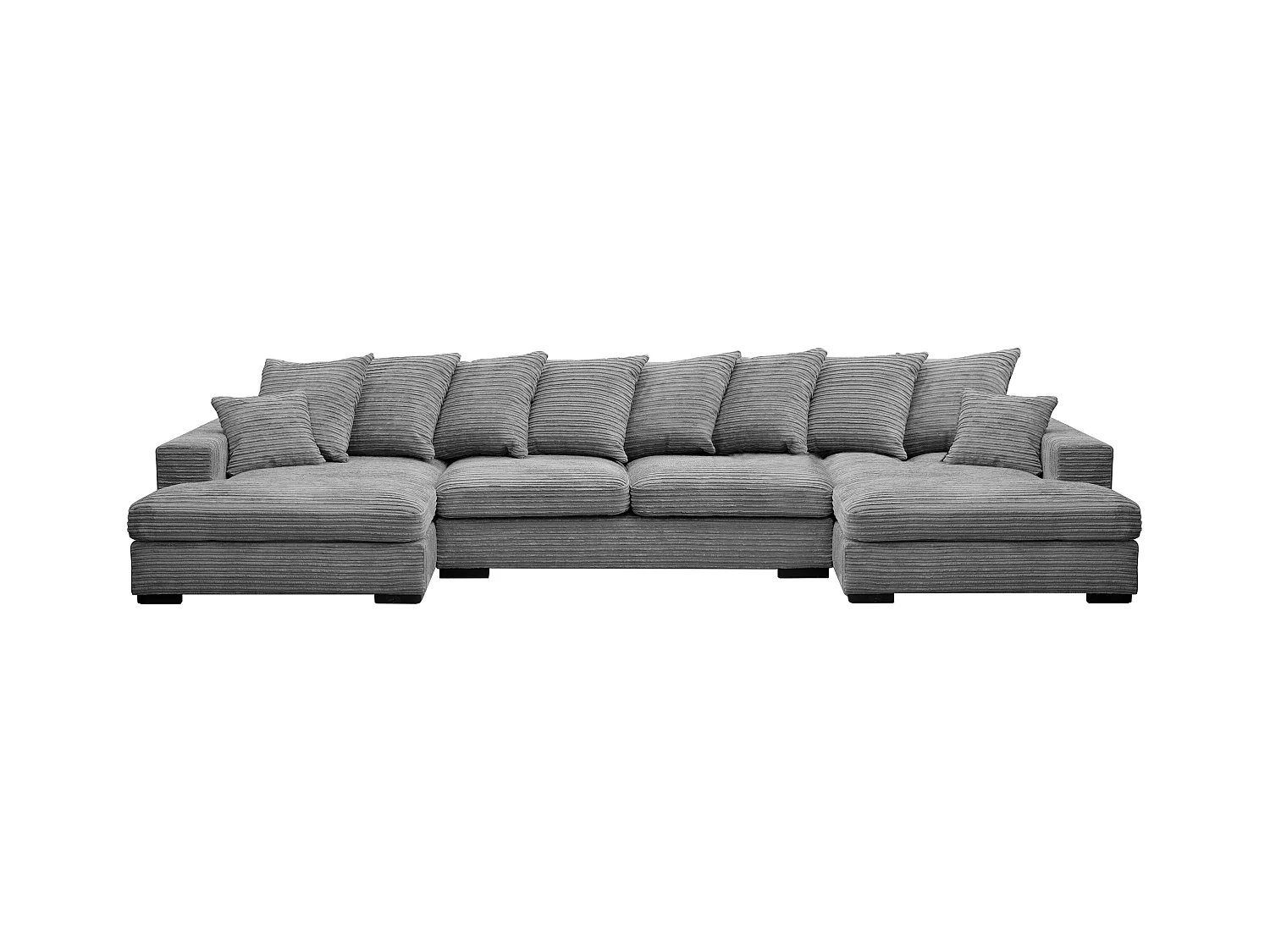Canapé d'angle avec fonction couchage et coffre de lit, Canapé en U, Canapé en U tissu Gabon Zoom Gris