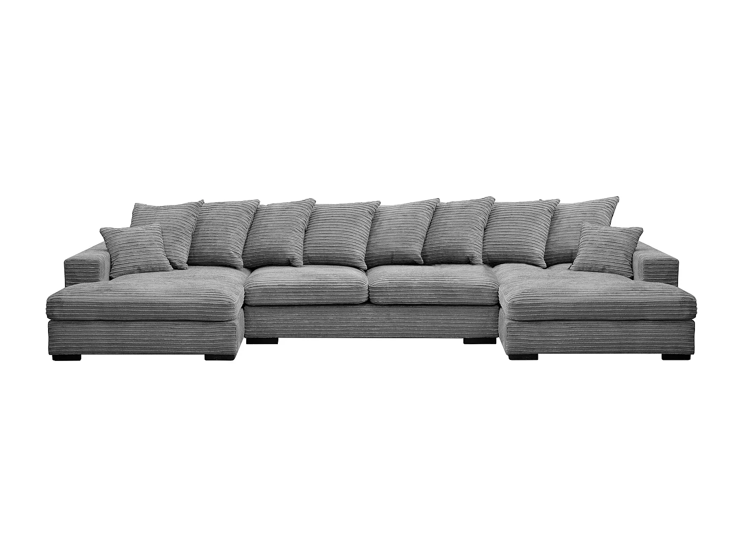 Canapé d'angle avec fonction couchage et coffre de lit, Canapé en U, Canapé en U tissu Gabon Zoom Gris