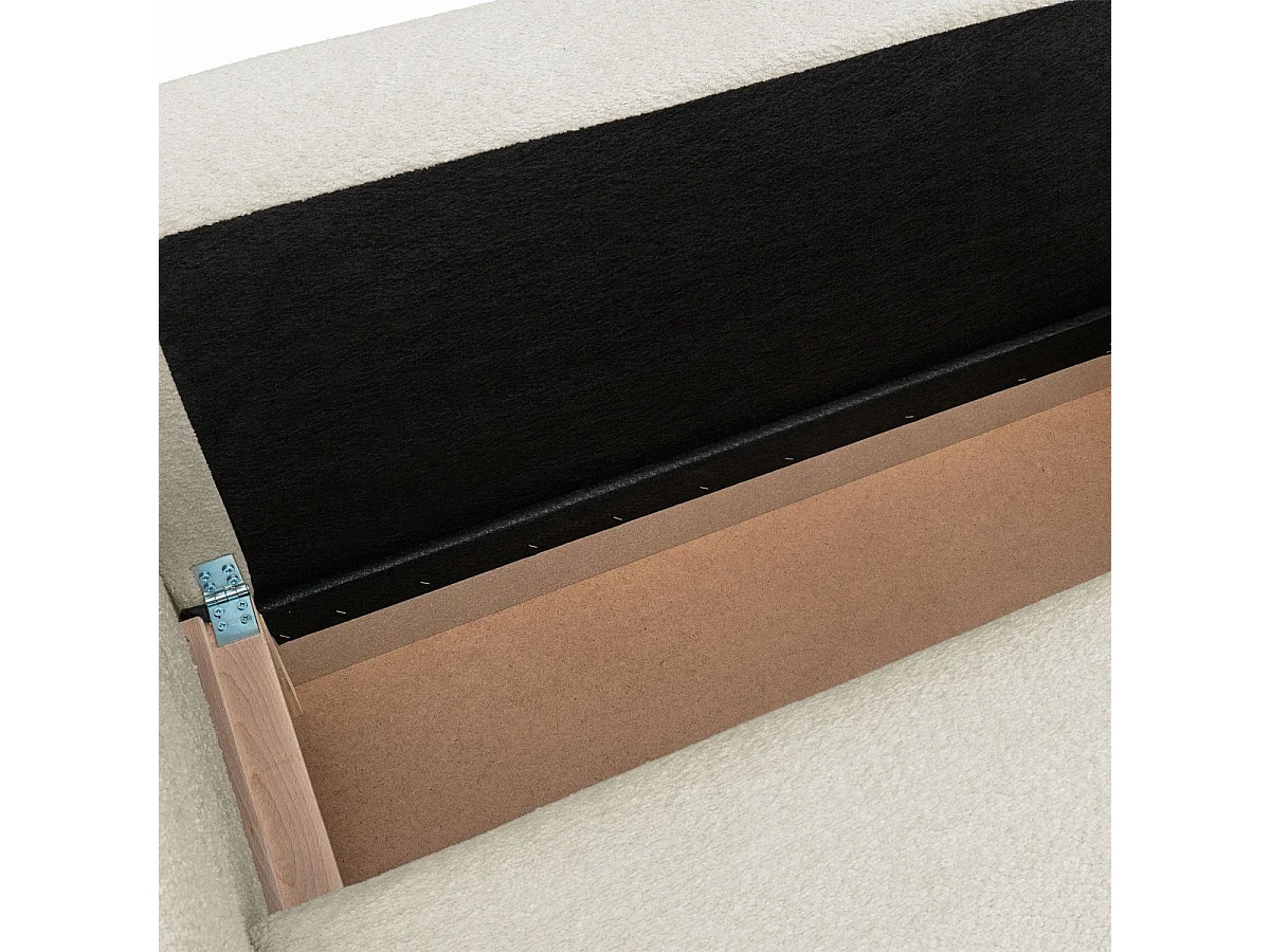 Canapé d'angle convertible 3 places en tissu bouclette beige