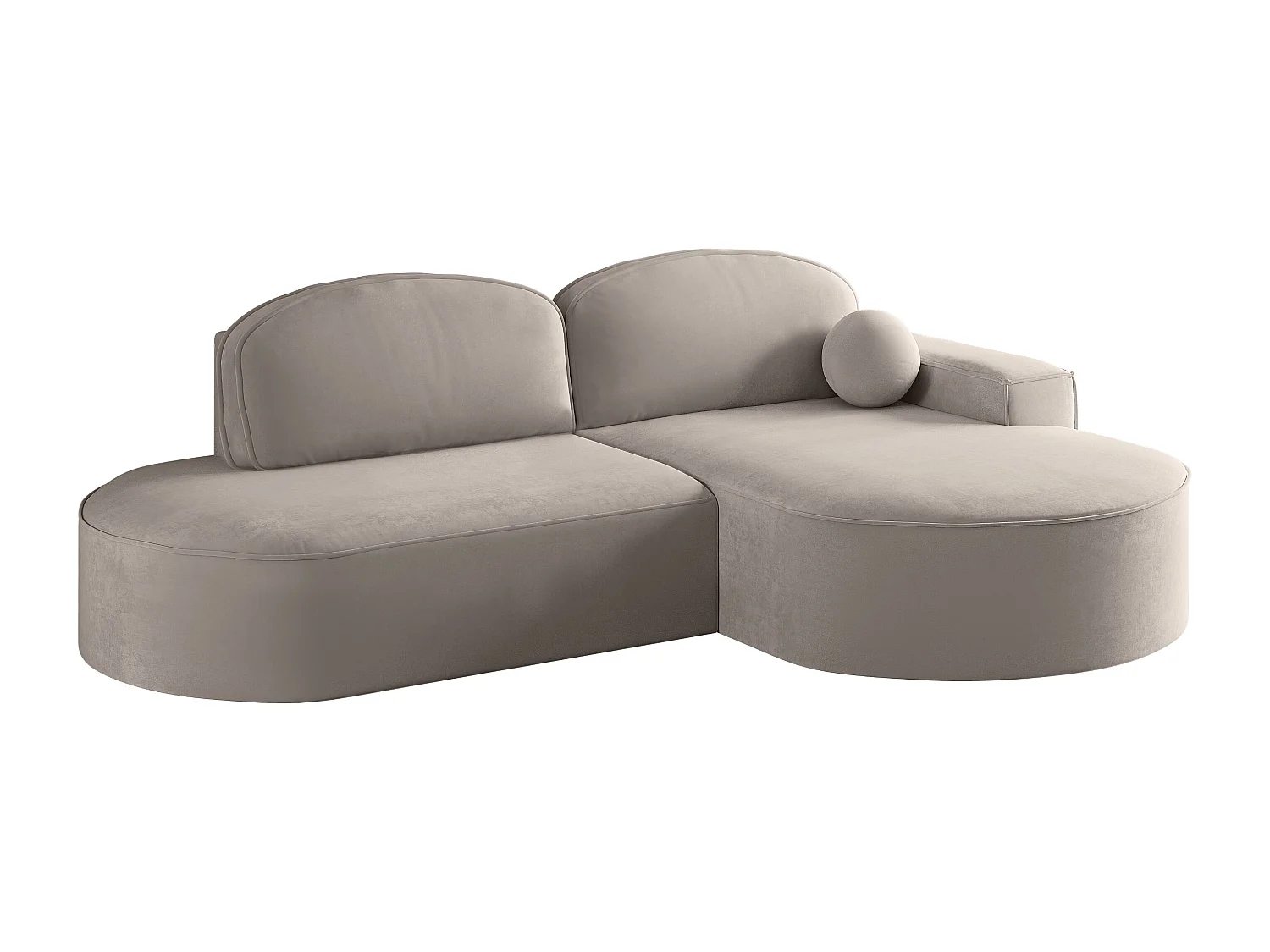 Hoekbank met slaapfunctie en bedstee Modena Rond stof Salvador Lichtbeige Rechts