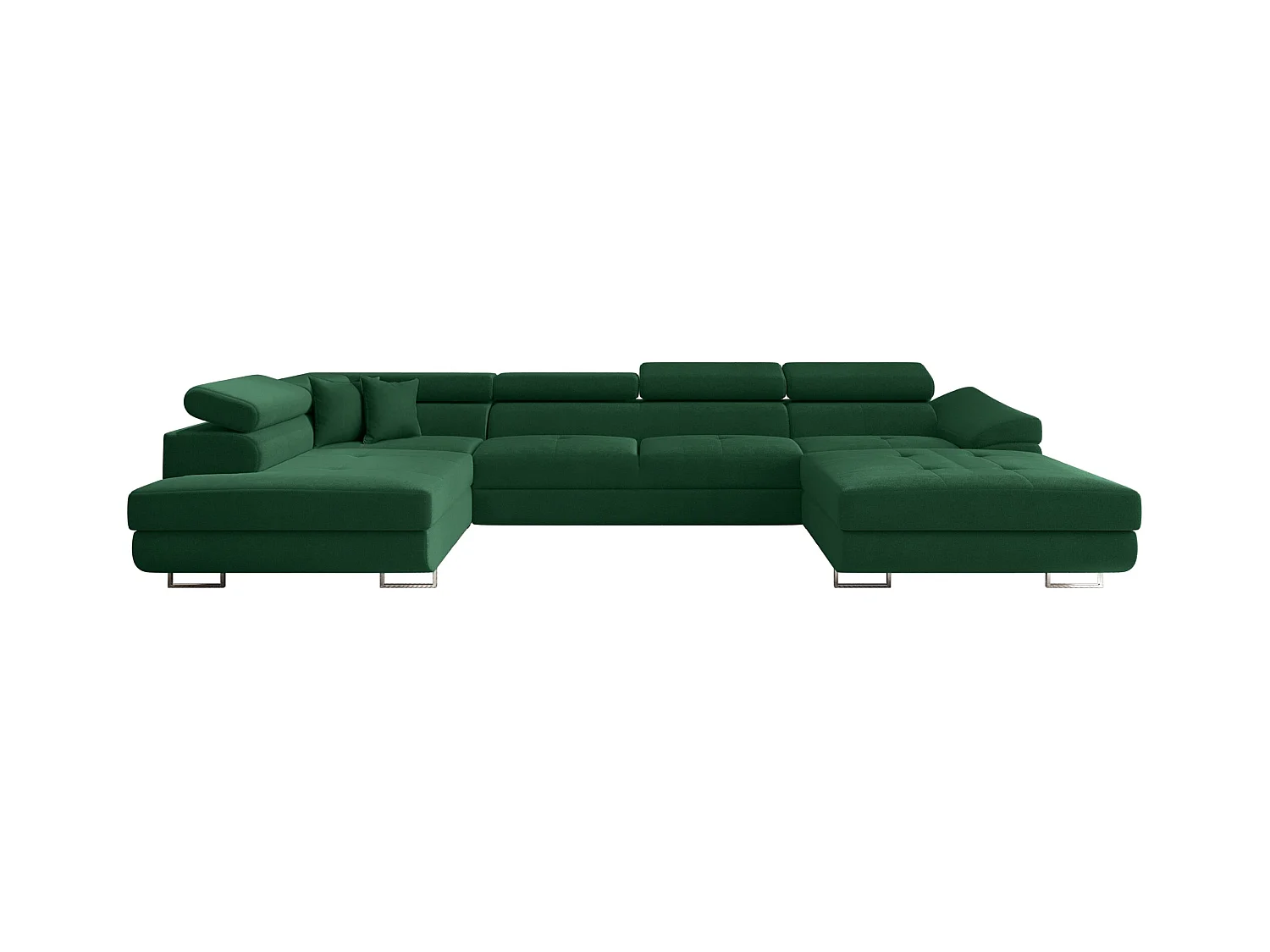 Canapé d'angle en U FALIO II avec fonction couchage, tissu Noel, vert foncé, gauche