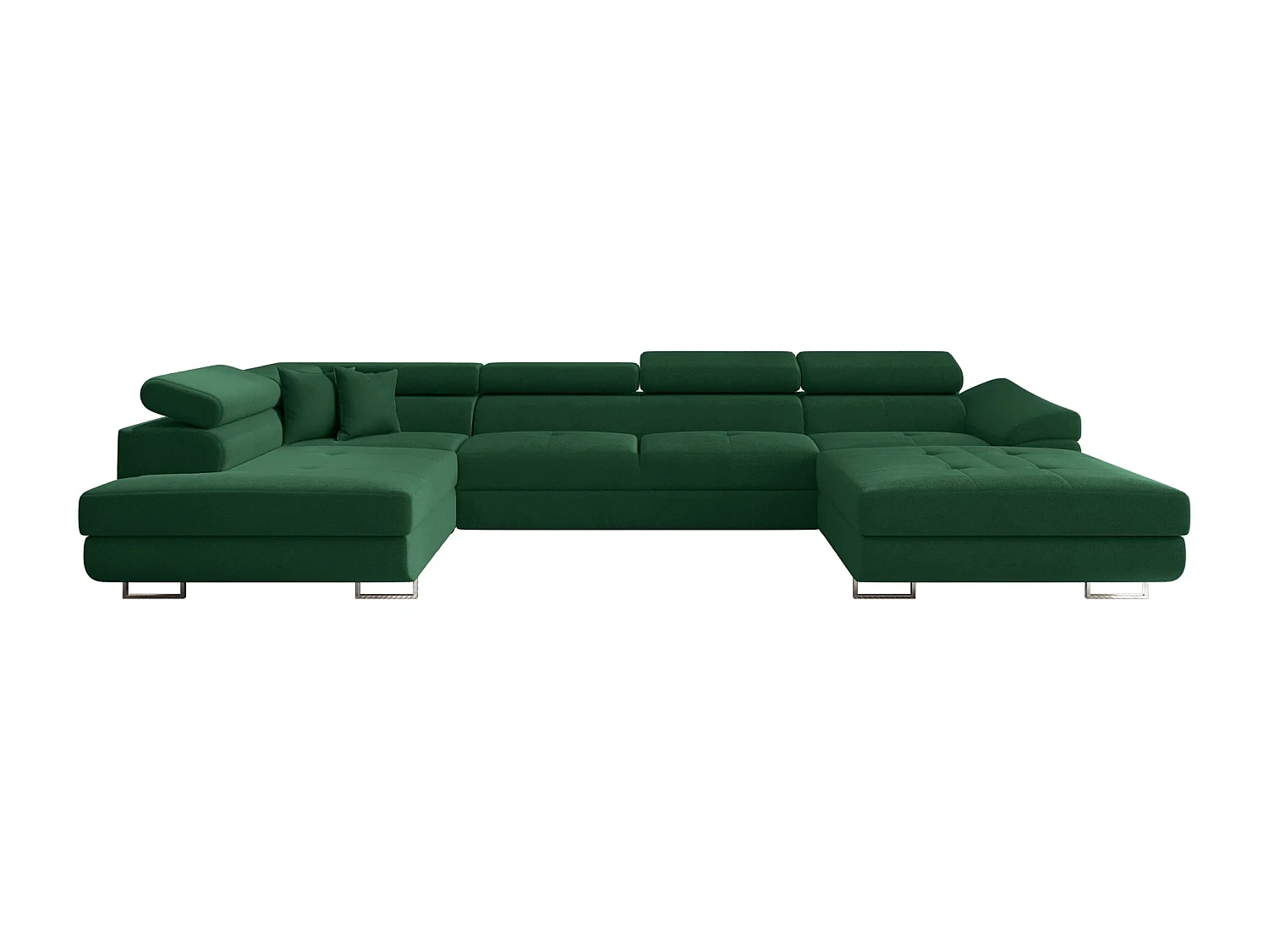 Canapé d'angle en U FALIO II avec fonction couchage, tissu Noel, vert foncé, gauche