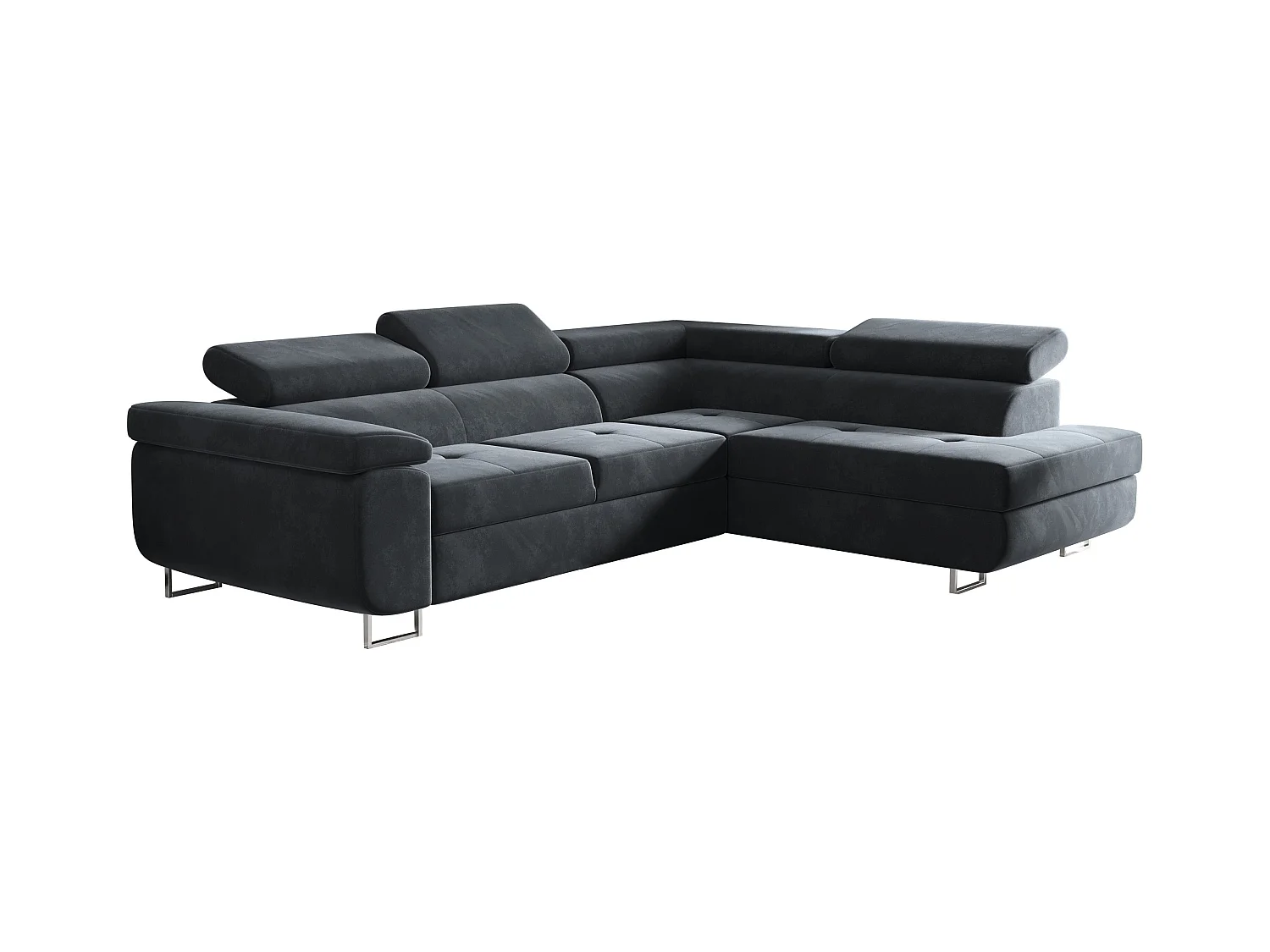 Canapé d'angle ATOM avec fonction couchage, tissu Monolith, anthracite, droit