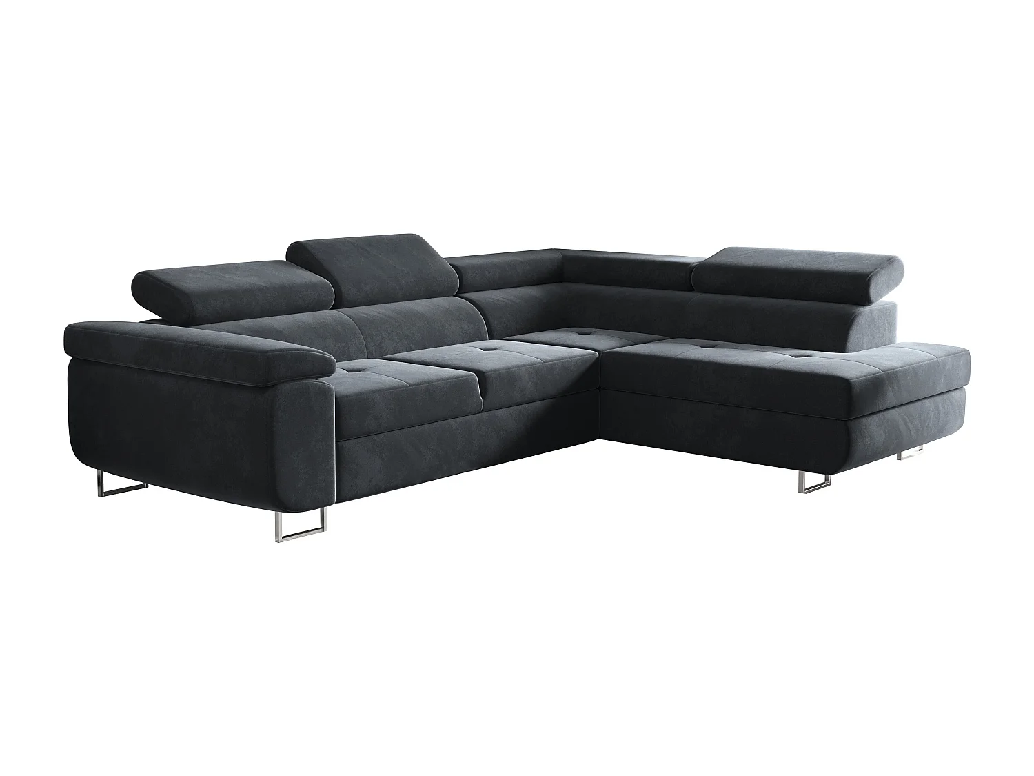 Canapé d'angle ATOM avec fonction couchage, tissu Monolith, anthracite, droit