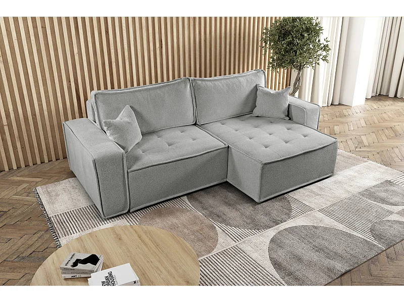 Canapé d'angle Bohoo en L avec convertible, tissu Raven, beige foncé, droite