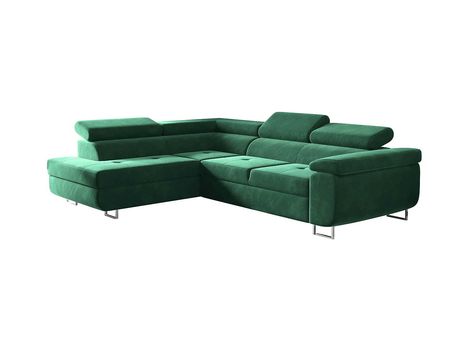 Canapé d'angle ATOM avec fonction couchage, tissu Monolith, vert, gauche