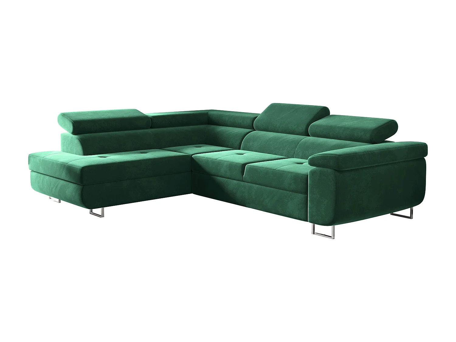 Canapé d'angle ATOM avec fonction couchage, tissu Monolith, vert, gauche
