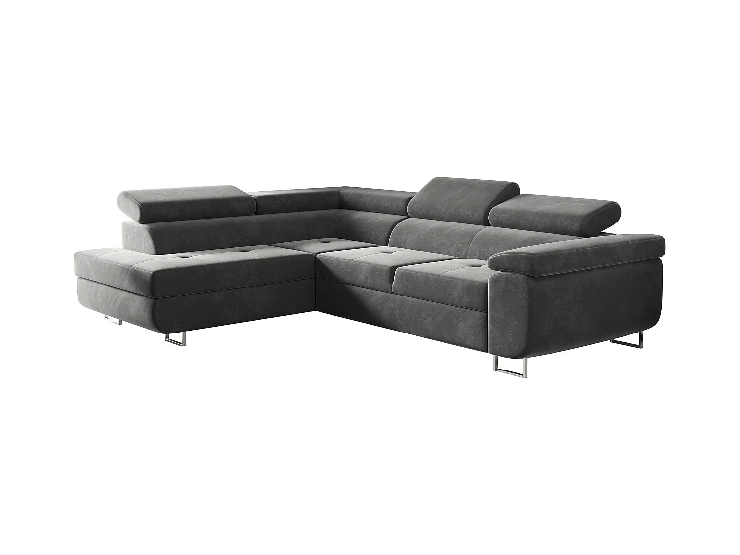 Canapé d'angle ATOM avec fonction couchage, tissu Monolith, gris, gauche