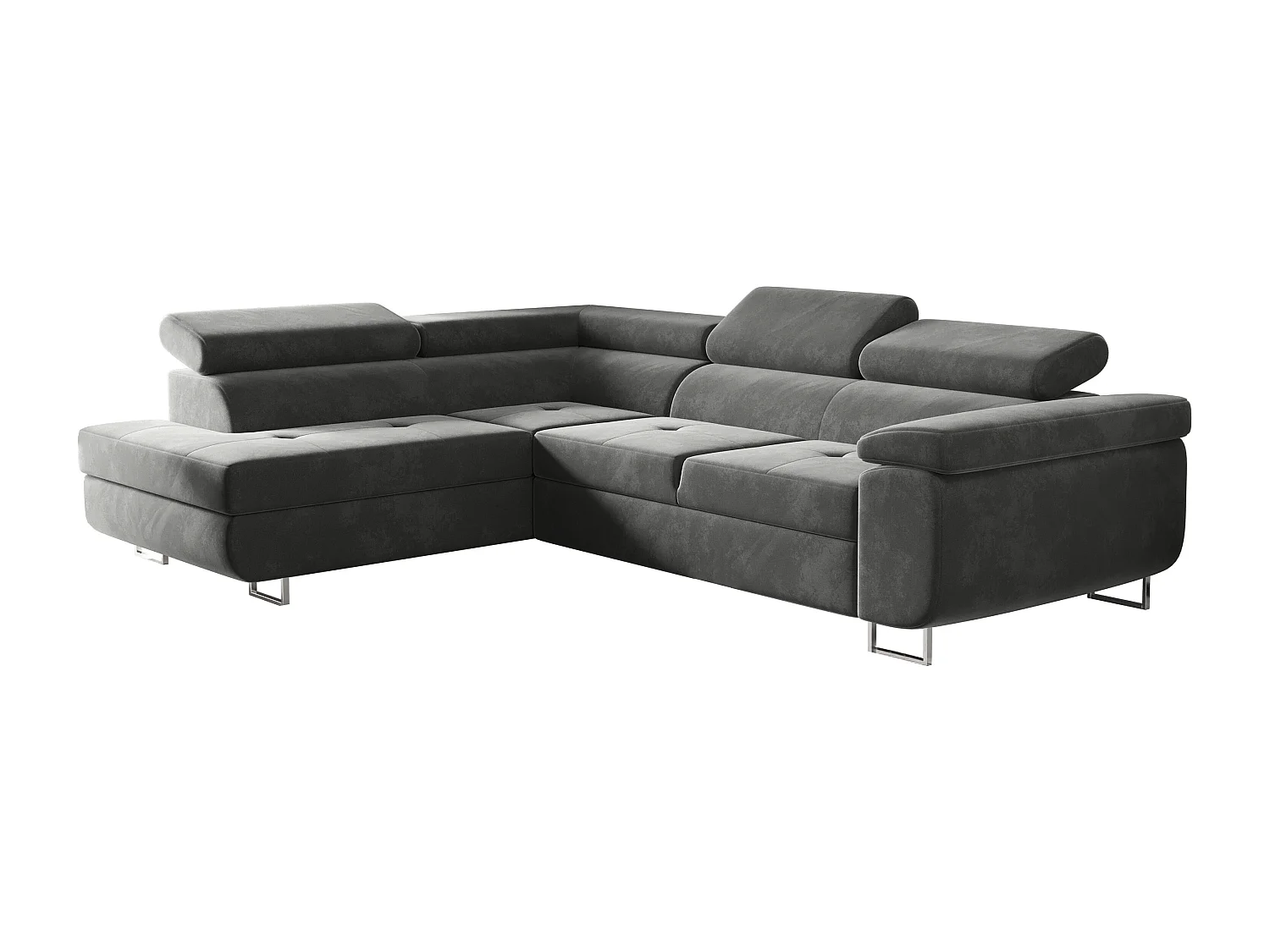 Canapé d'angle ATOM avec fonction couchage, tissu Monolith, gris, gauche