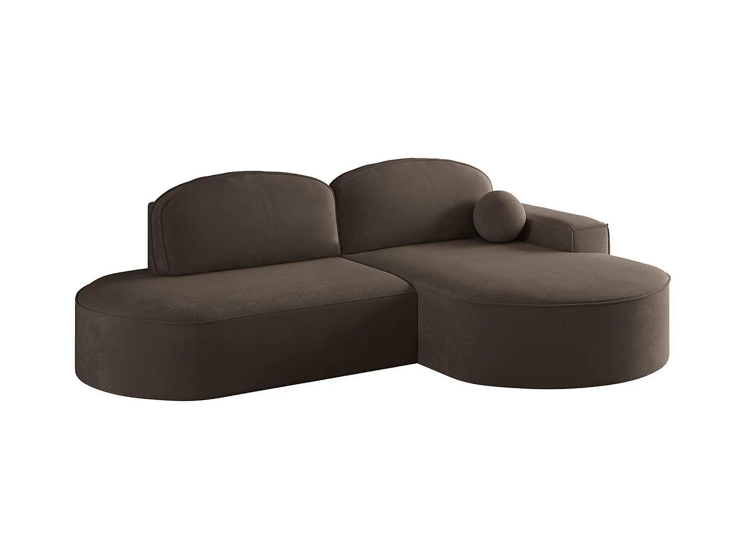 Canapé d'angle avec fonction couchage et coffre de lit Modena Round tissu Salvador Dark Brown Right