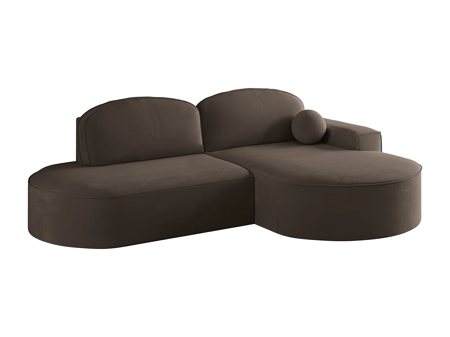 Canapé d'angle avec fonction couchage et coffre de lit Modena Round tissu Salvador Dark Brown Right