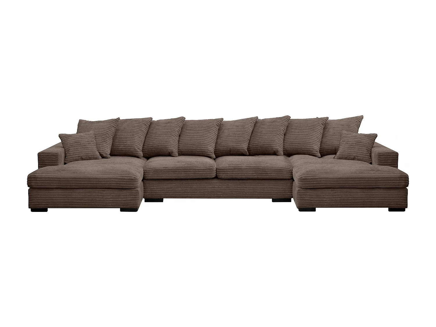 Canapé d'angle avec fonction couchage et coffre de lit, Canapé en U, Canapé en U tissu Gabon Zoom Marron