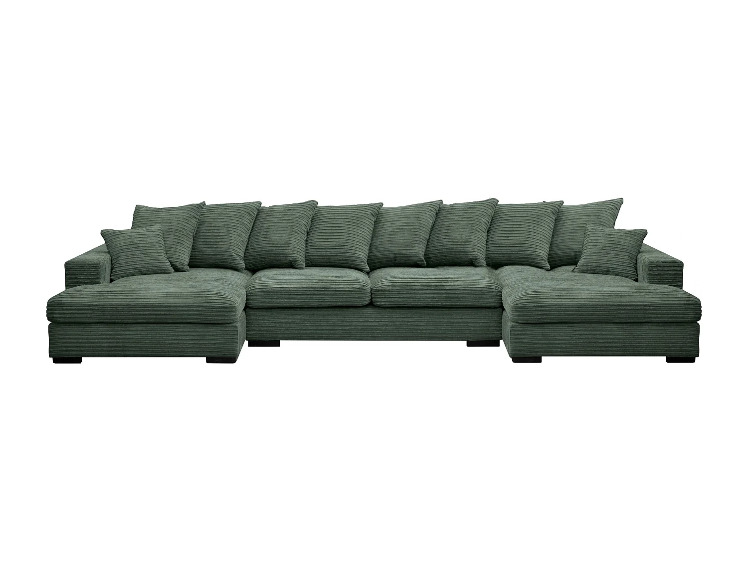 Canapé d'angle avec fonction couchage et coffre de lit, Canapé en U, Canapé en U tissu Gabon Zoom Vert