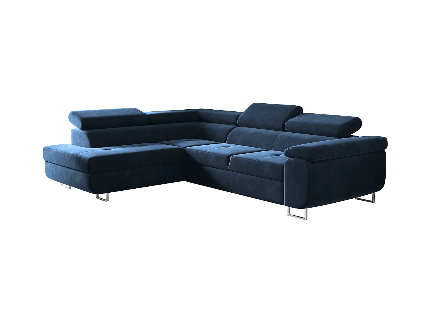 Canapé d'angle ATOM avec fonction couchage, tissu Monolith, bleu foncé, gauche