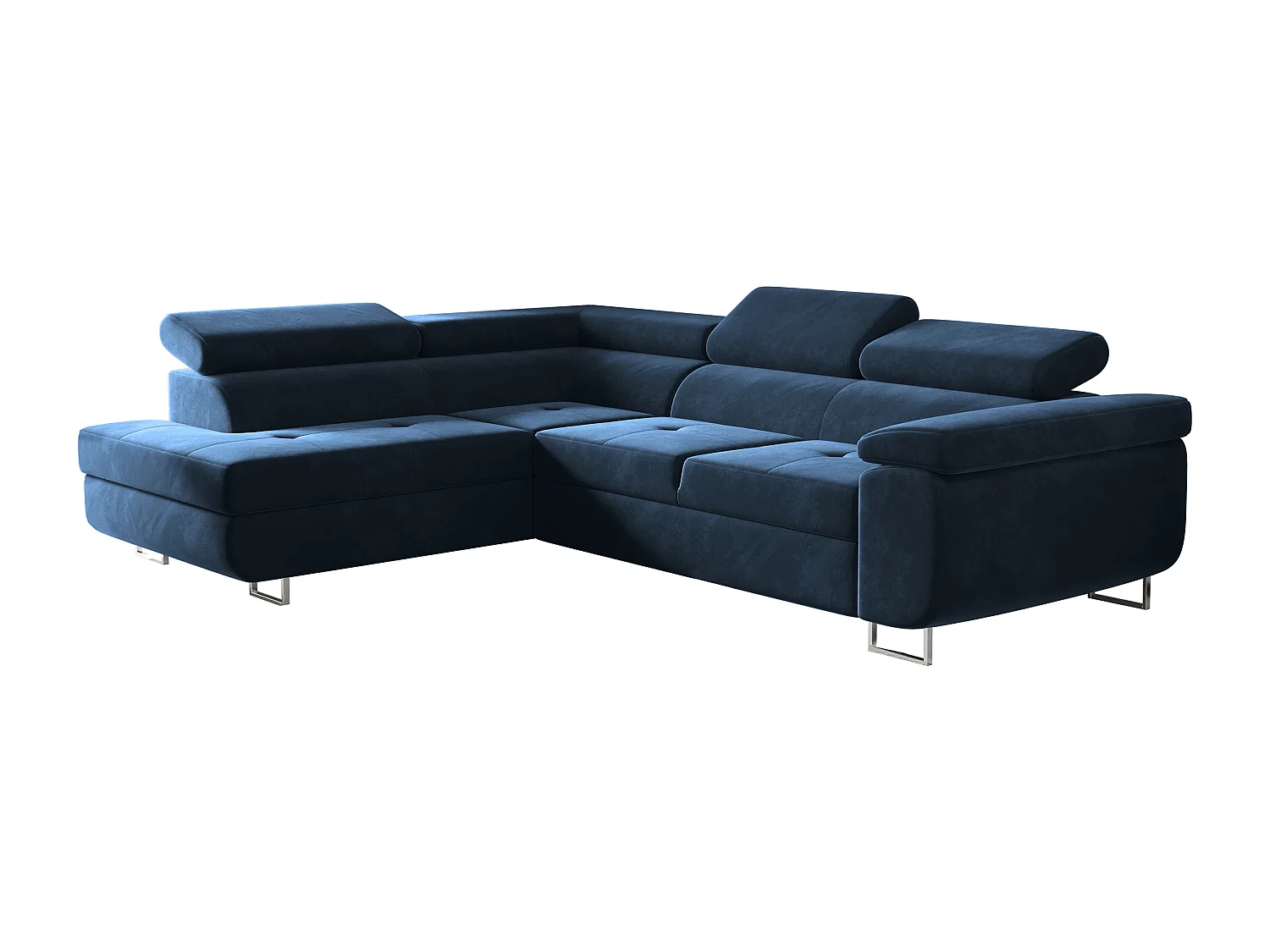 Canapé d'angle ATOM avec fonction couchage, tissu Monolith, bleu foncé, gauche
