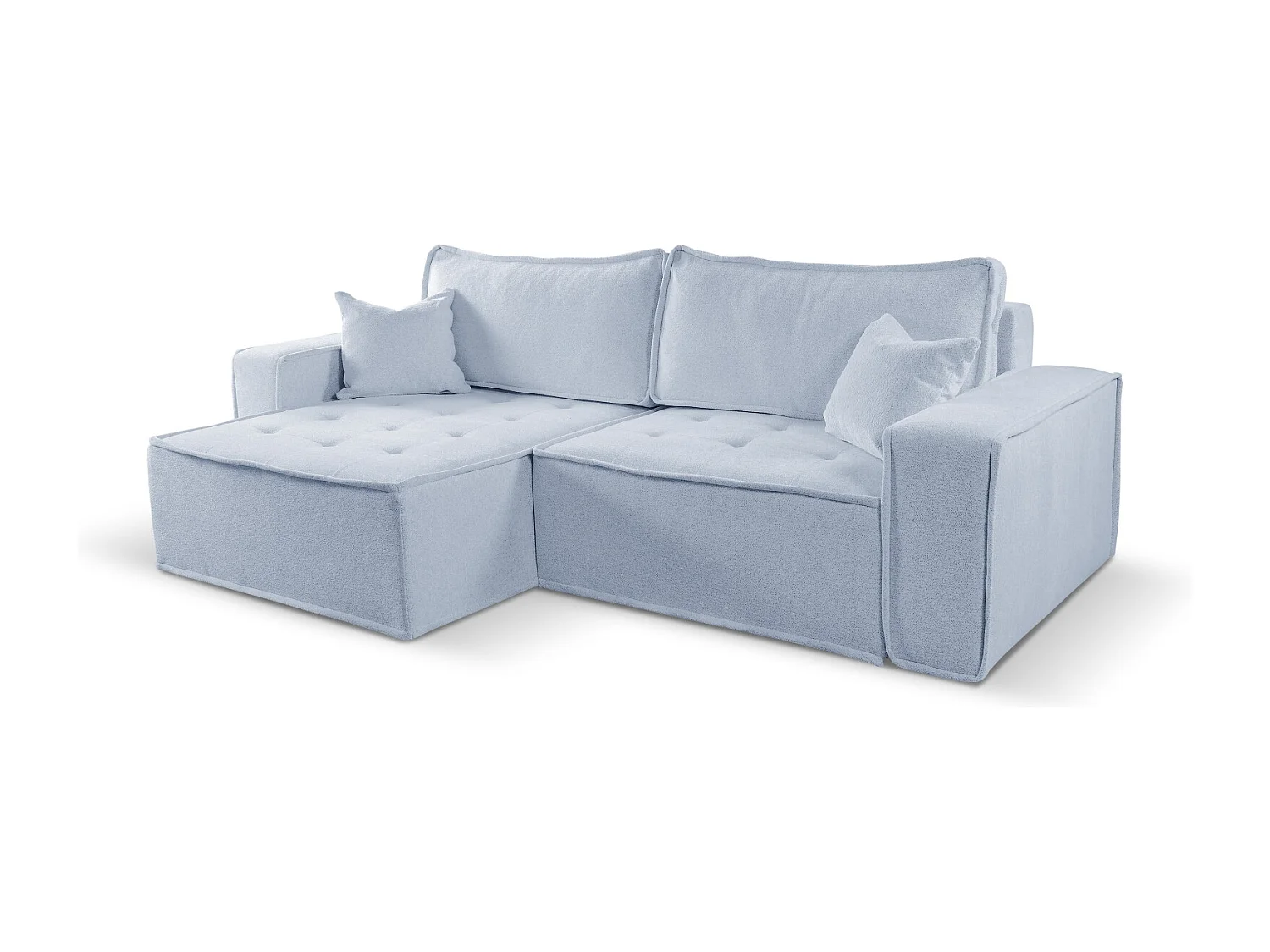 Bohoo L-vormige hoekbank met slaapbank, Raven stof, lichtgrijs, links