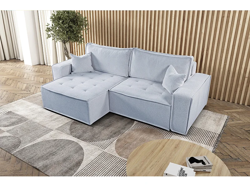 Canapé d'angle Bohoo en L avec convertible, tissu Raven, gris clair, gauche