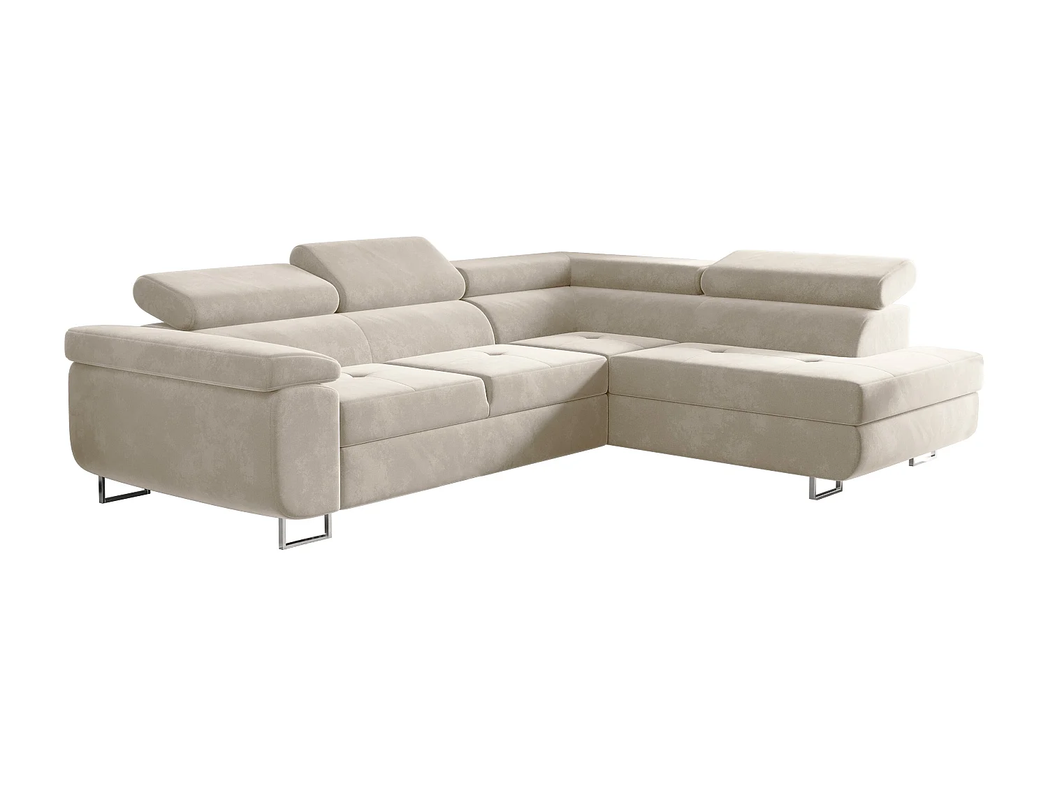 Canapé d'angle ATOM avec fonction couchage, tissu Monolith, écru, droit