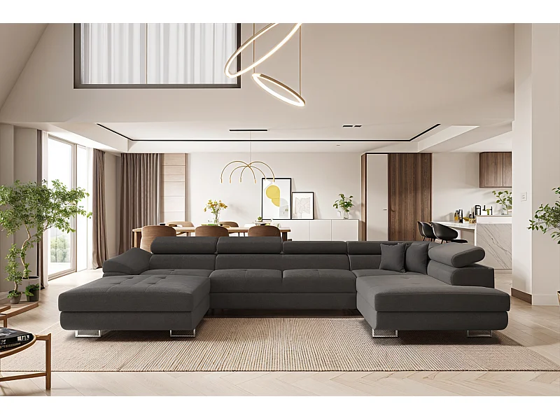 Ecksofa FALIO II U-Form mit Schlaffunktion, Stoff Noel, Graphit, Rechts