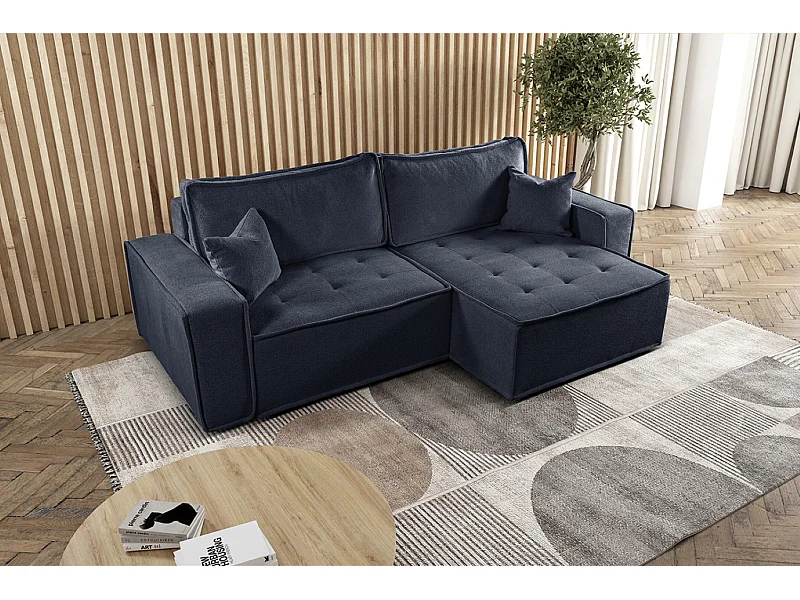 Bohoo L-vormige hoekbank met slaapbank, Raven stof, grafiet, rechts