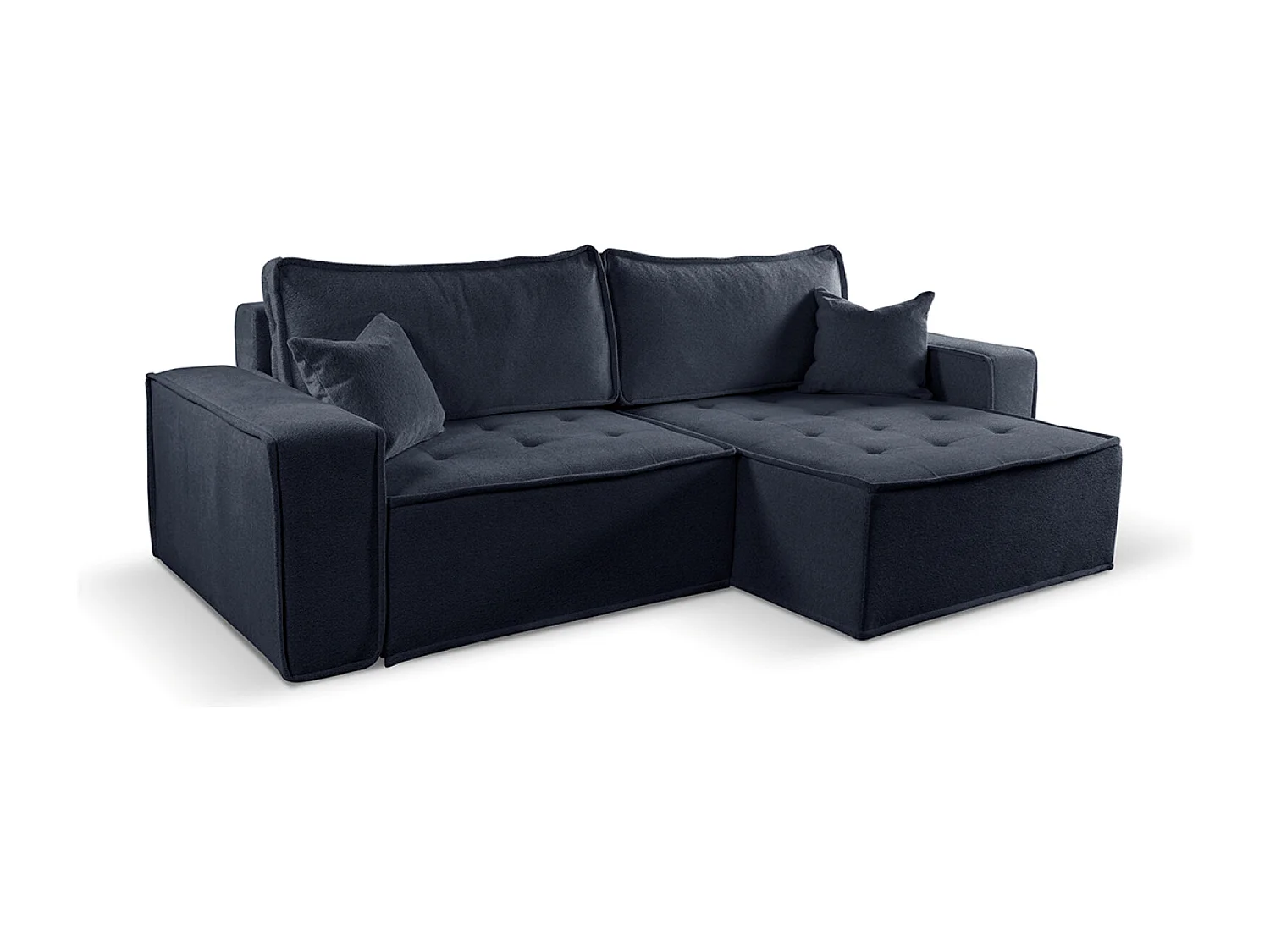 Bohoo L-vormige hoekbank met slaapbank, Raven stof, grafiet, rechts