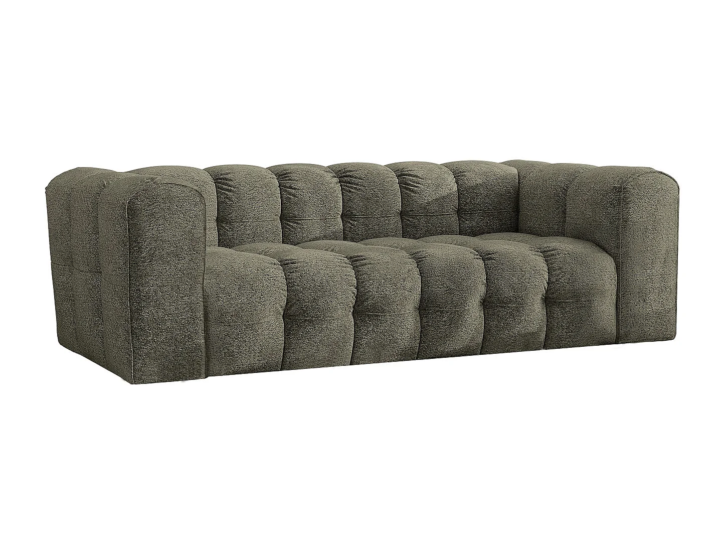 Sofa 3-Sitzer, Komfort Couch BALOO, stoff Schenille & Bouclé, Grün