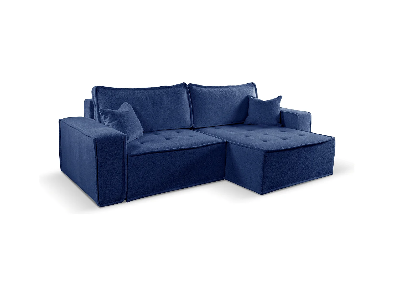 Canapé d'angle Bohoo en L avec convertible, tissu Raven, bleu, droit