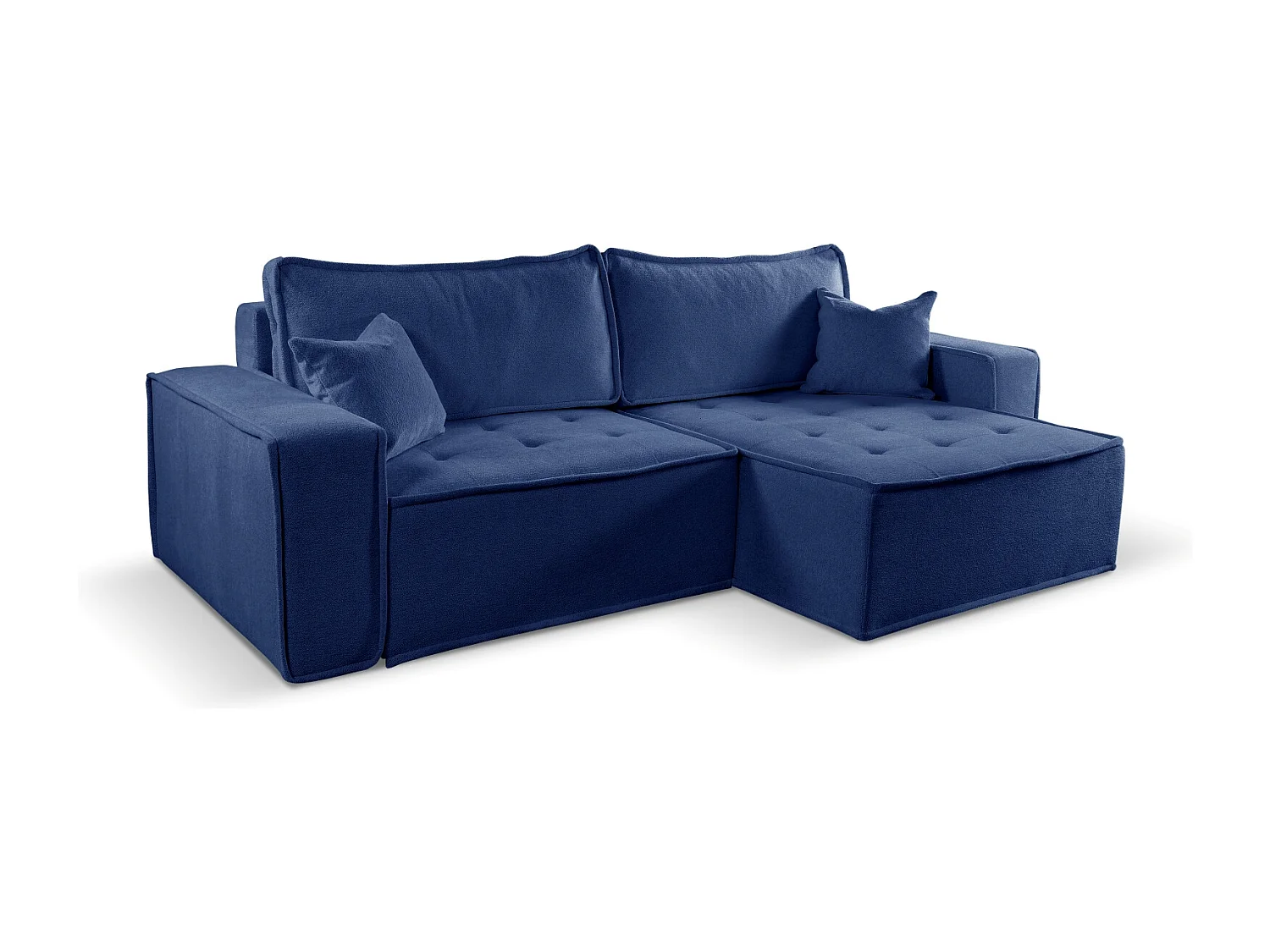 Canapé d'angle Bohoo en L avec convertible, tissu Raven, bleu, droit