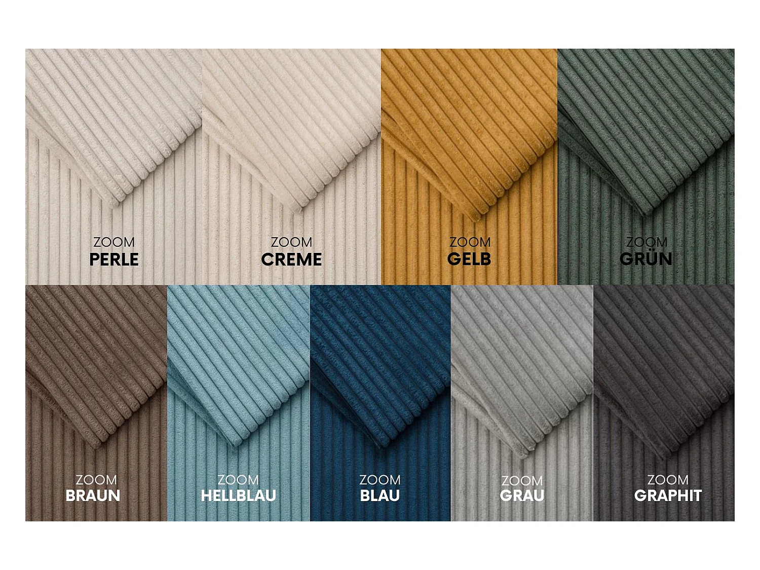 Canapé d'angle avec fonction couchage et coffre de lit, Canapé en U, Canapé en U tissu Gabon Zoom Perle