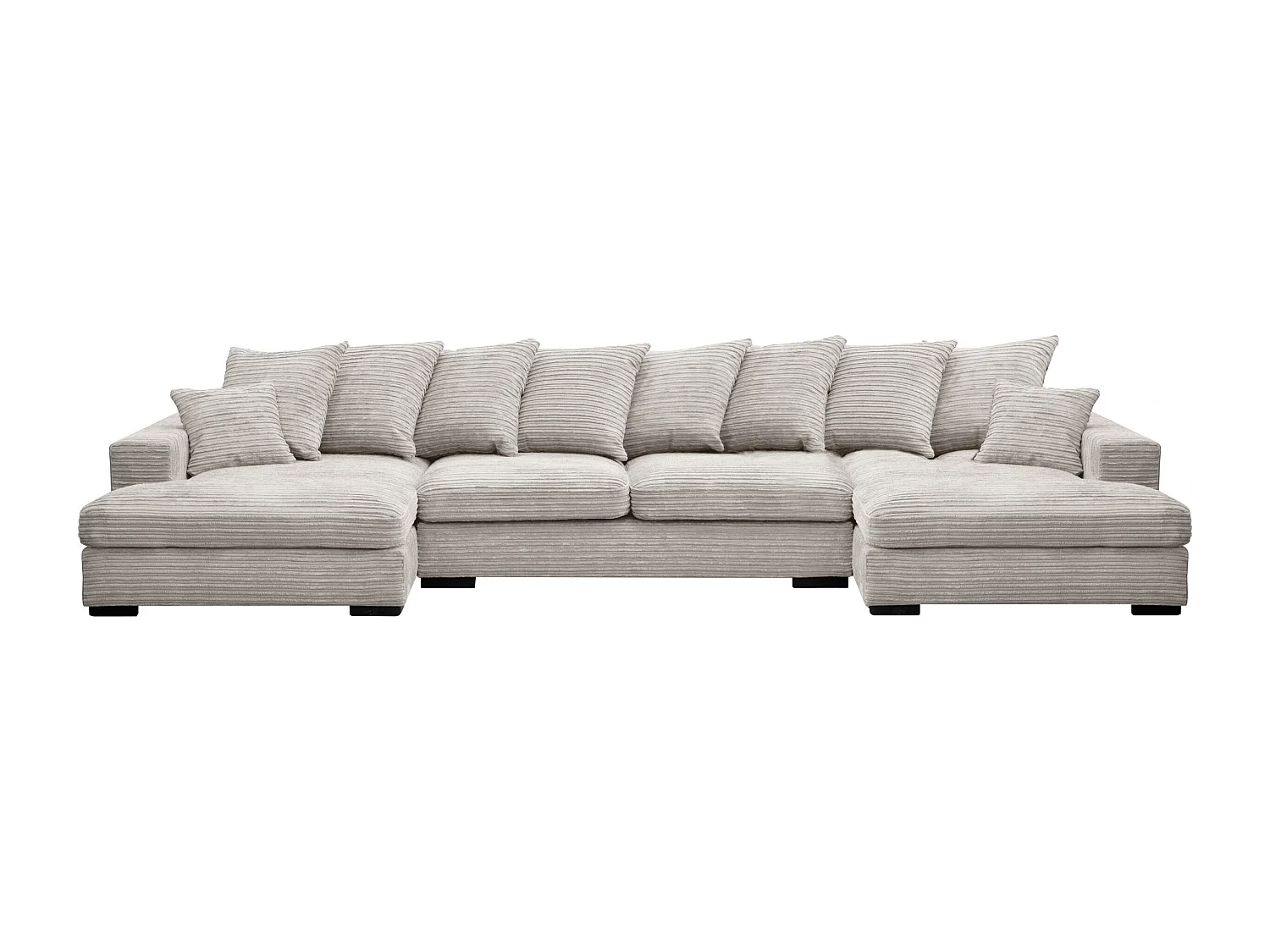 Canapé d'angle avec fonction couchage et coffre de lit, Canapé en U, Canapé en U tissu Gabon Zoom Perle