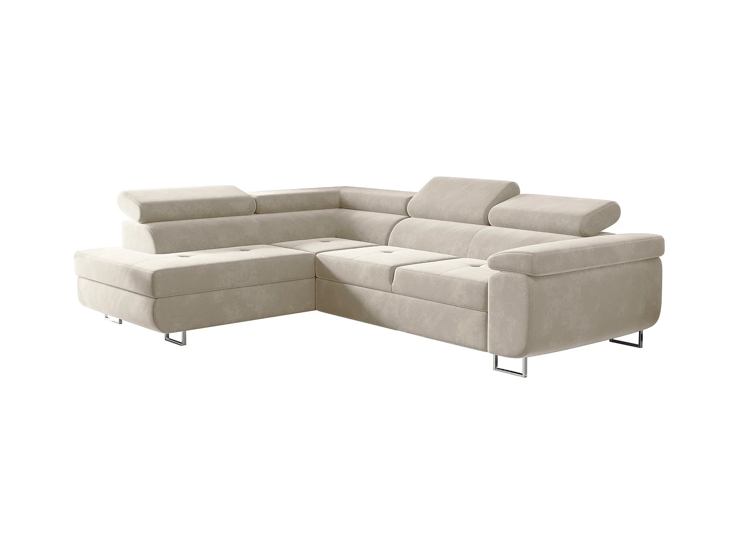 Canapé d'angle ATOM avec fonction couchage, tissu Monolith, écru, gauche