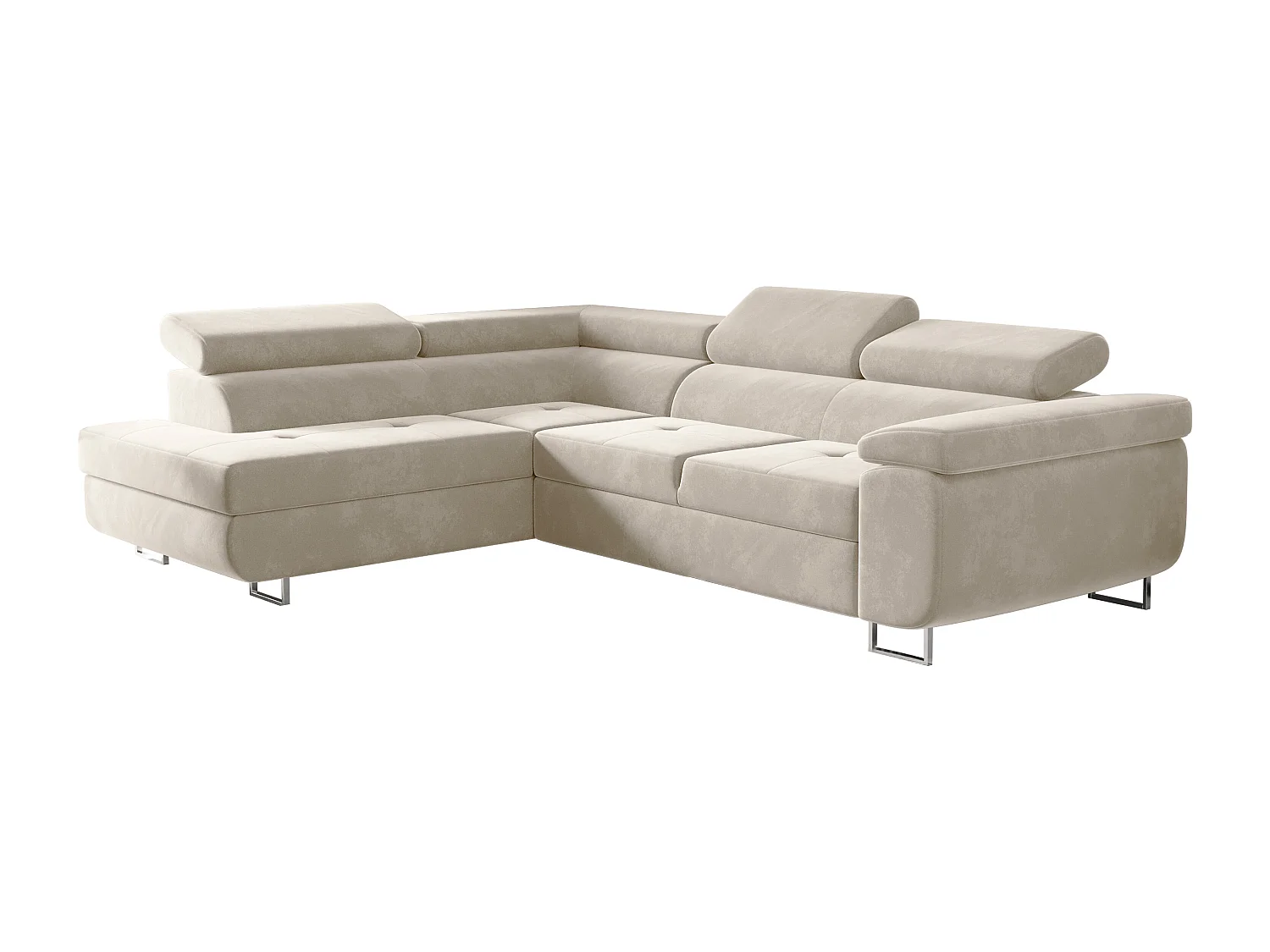 Canapé d'angle ATOM avec fonction couchage, tissu Monolith, écru, gauche