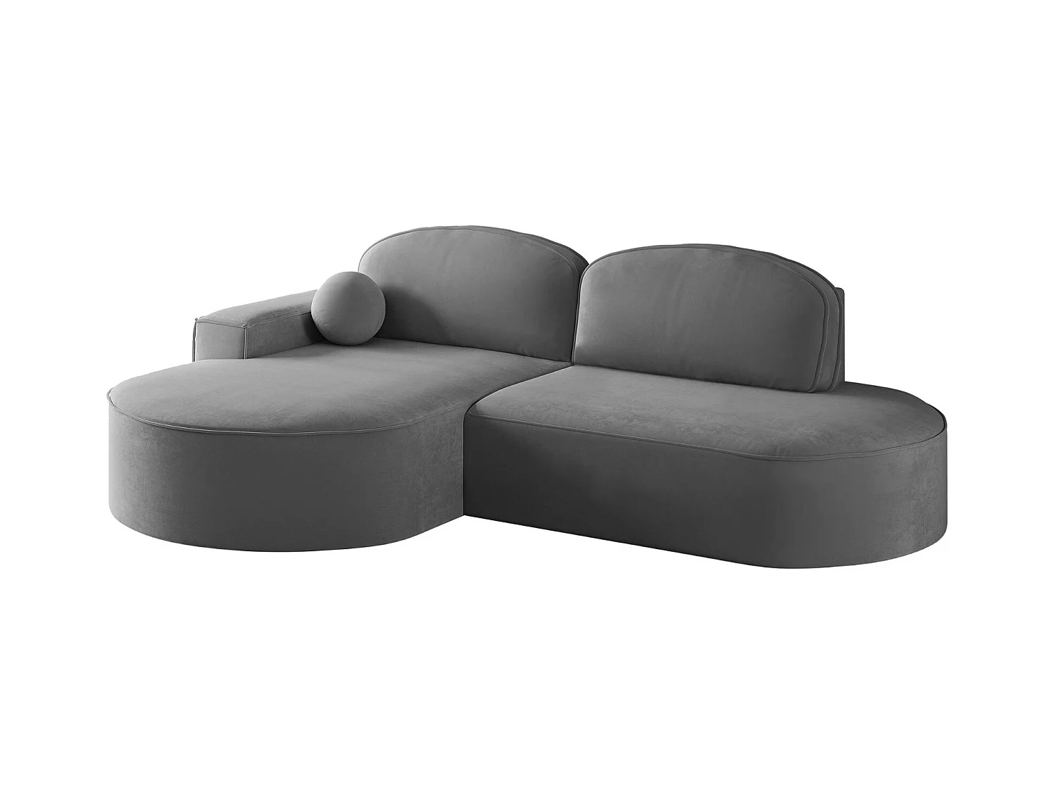 Canapé d'angle avec fonction couchage et coffre de lit Modena Round tissu Salvador Anthracite Gauche