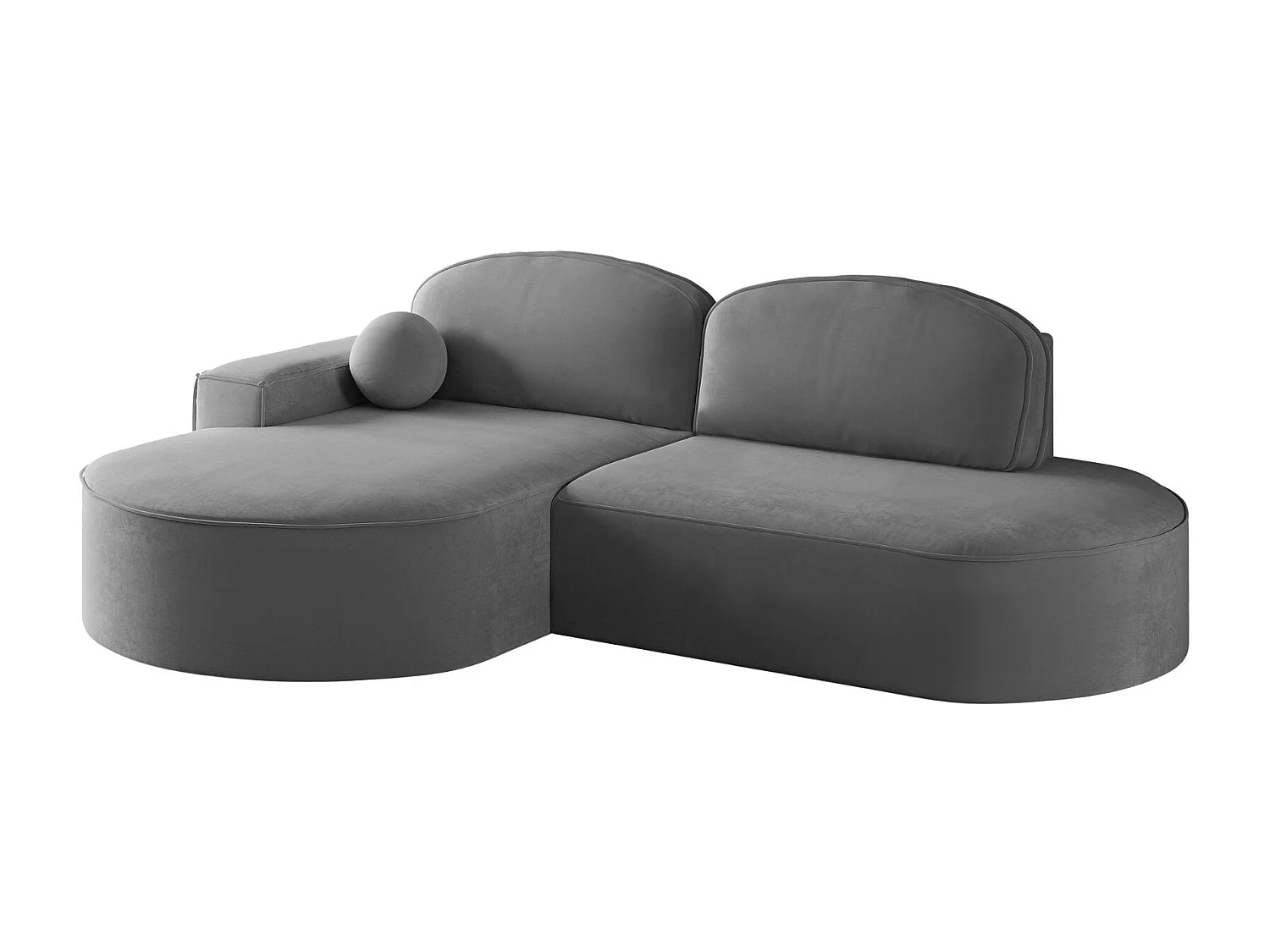Canapé d'angle avec fonction couchage et coffre de lit Modena Round tissu Salvador Anthracite Gauche