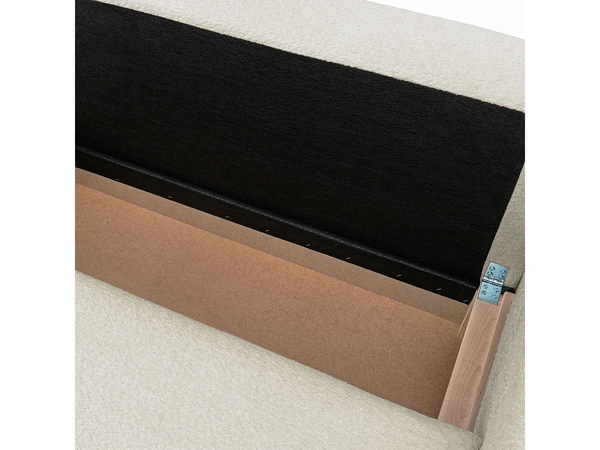 Canapé d'angle convertible 3 places en tissu bouclette beige