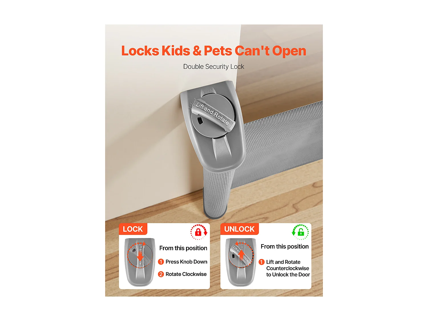 Sicherheitsbarriere SucceBuy Erweiterbar, Zaun aus Mesh 185 cm Breit und 79,5 cm Hoch, Barriere Retraktil für Haustiere, Ideal für Hunde und Katzen