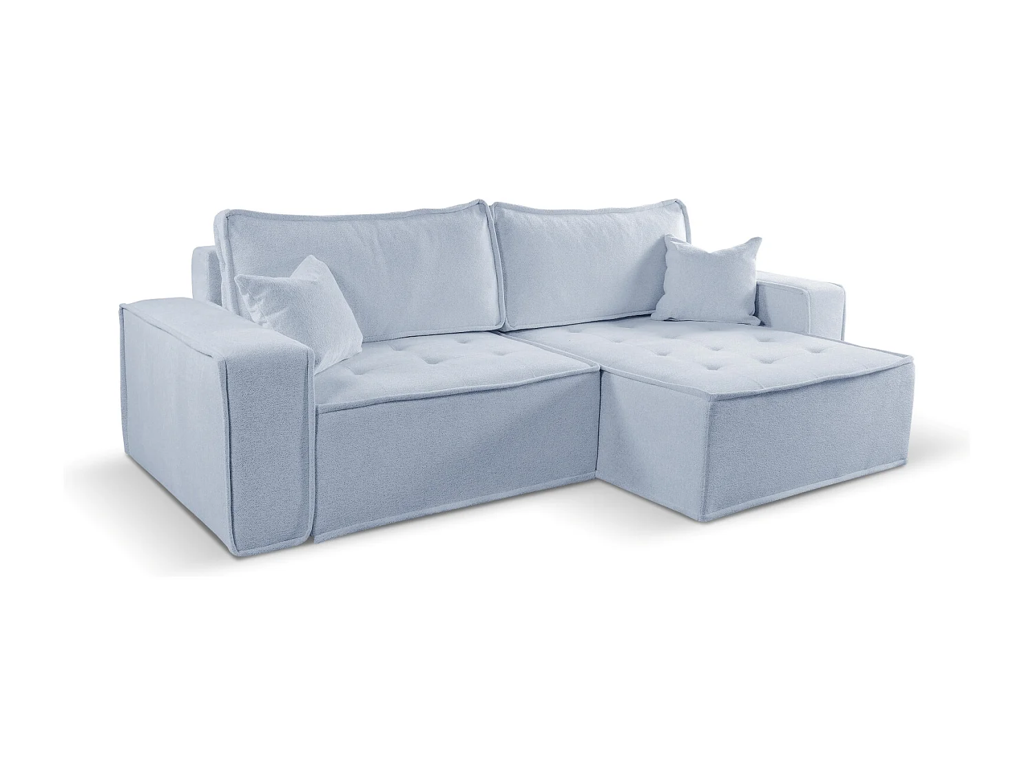 Bohoo L-vormige hoekbank met slaapbank, Raven stof, lichtgrijs, rechts