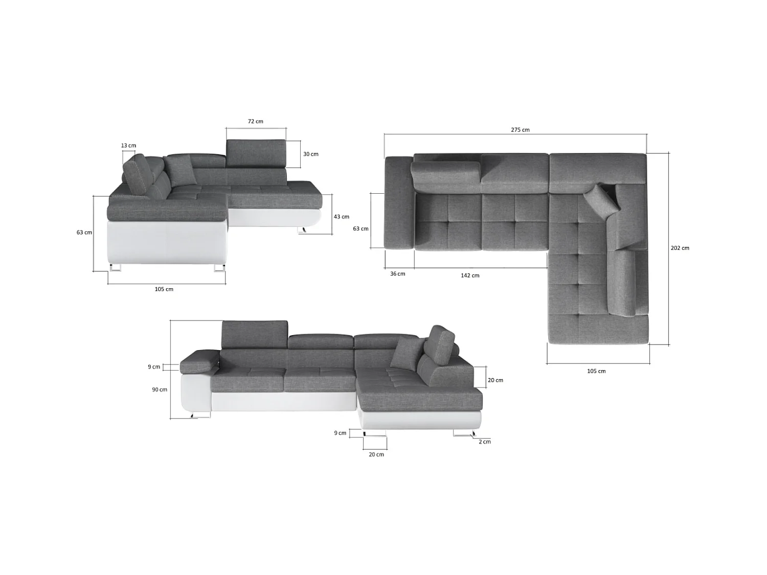 Canapé d'angle ATOM avec fonction couchage, tissu Monolith, moutarde, gauche