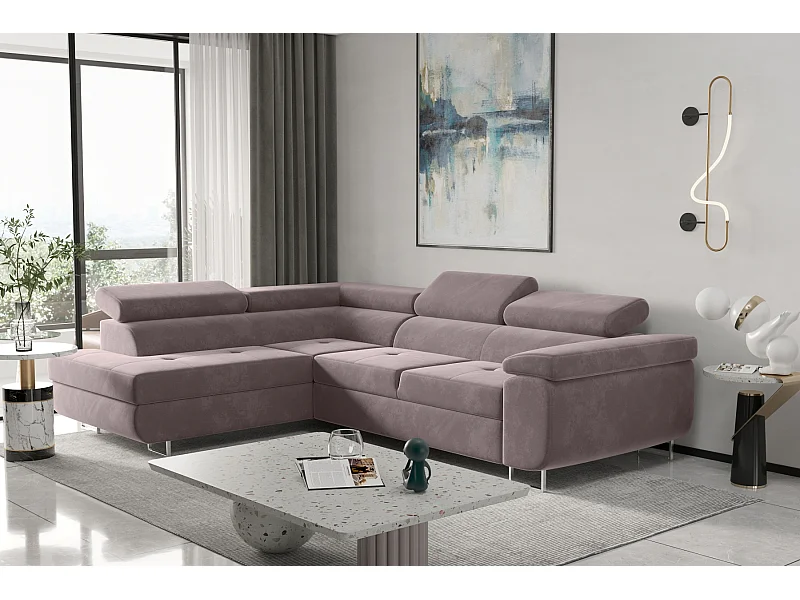 Ecksofa ATOM Mit Schlaffunktion, Stoff Monolith, Violett, Links