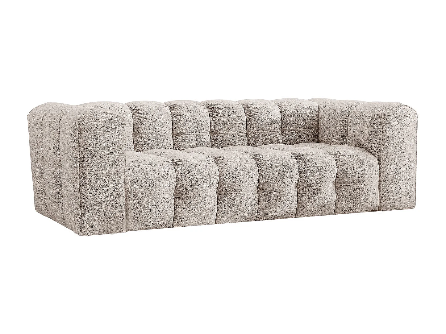 Sofa 3-Sitzer, Komfort Couch BALOO, stoff Schenille & Bouclé, Ecru