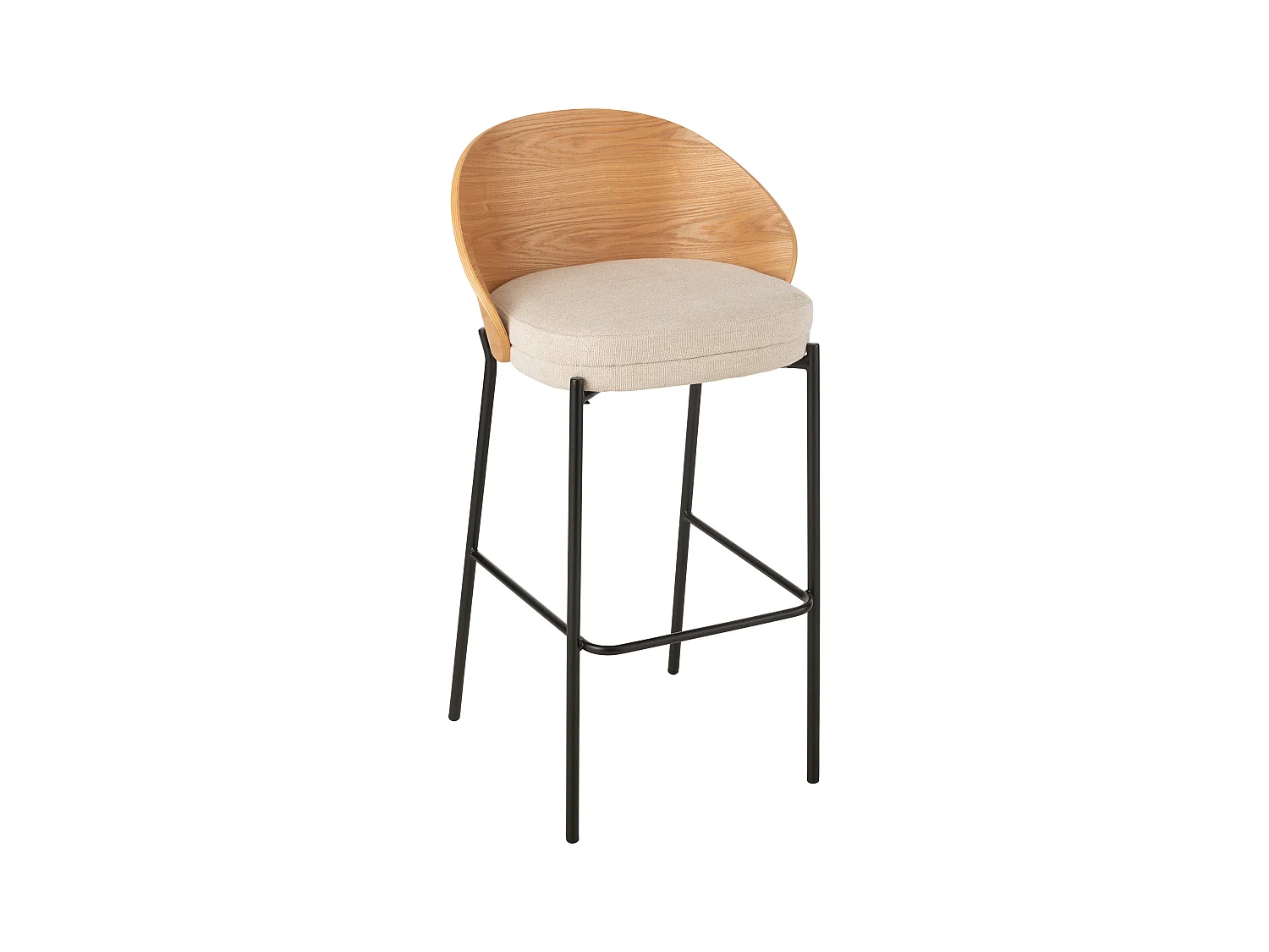 Chaise de Bar Design "Lone" 97cm Naturel & Beige