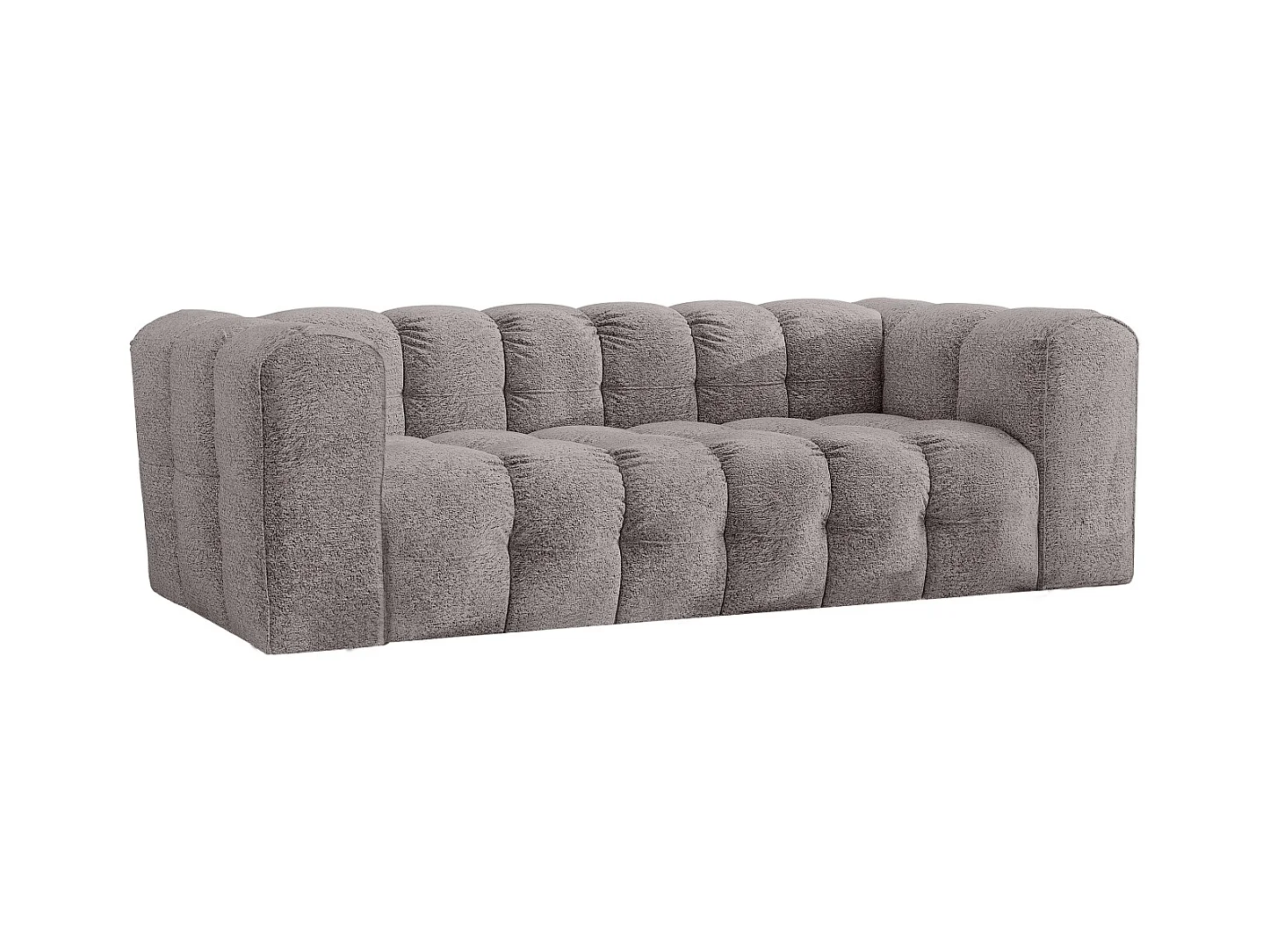 Sofa 3-Sitzer, Komfort Couch BALOO, stoff Schenille & Bouclé, Grau