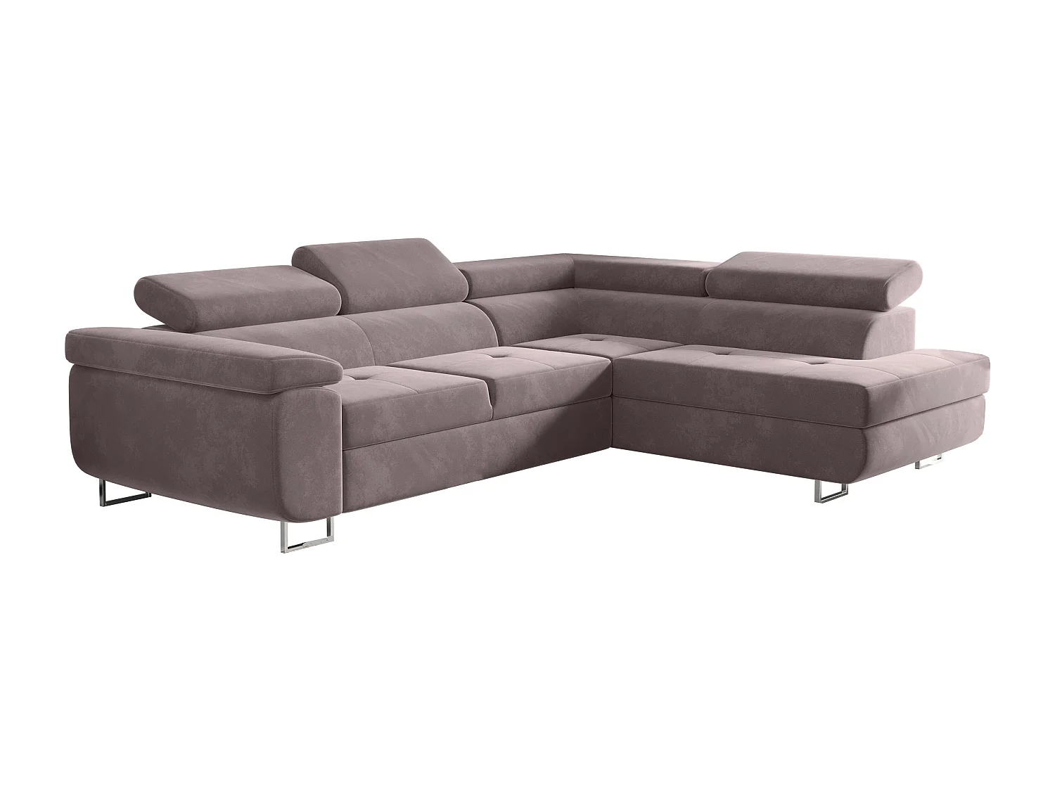 Canapé d'angle ATOM avec fonction couchage, tissu Monolith, violet, droit