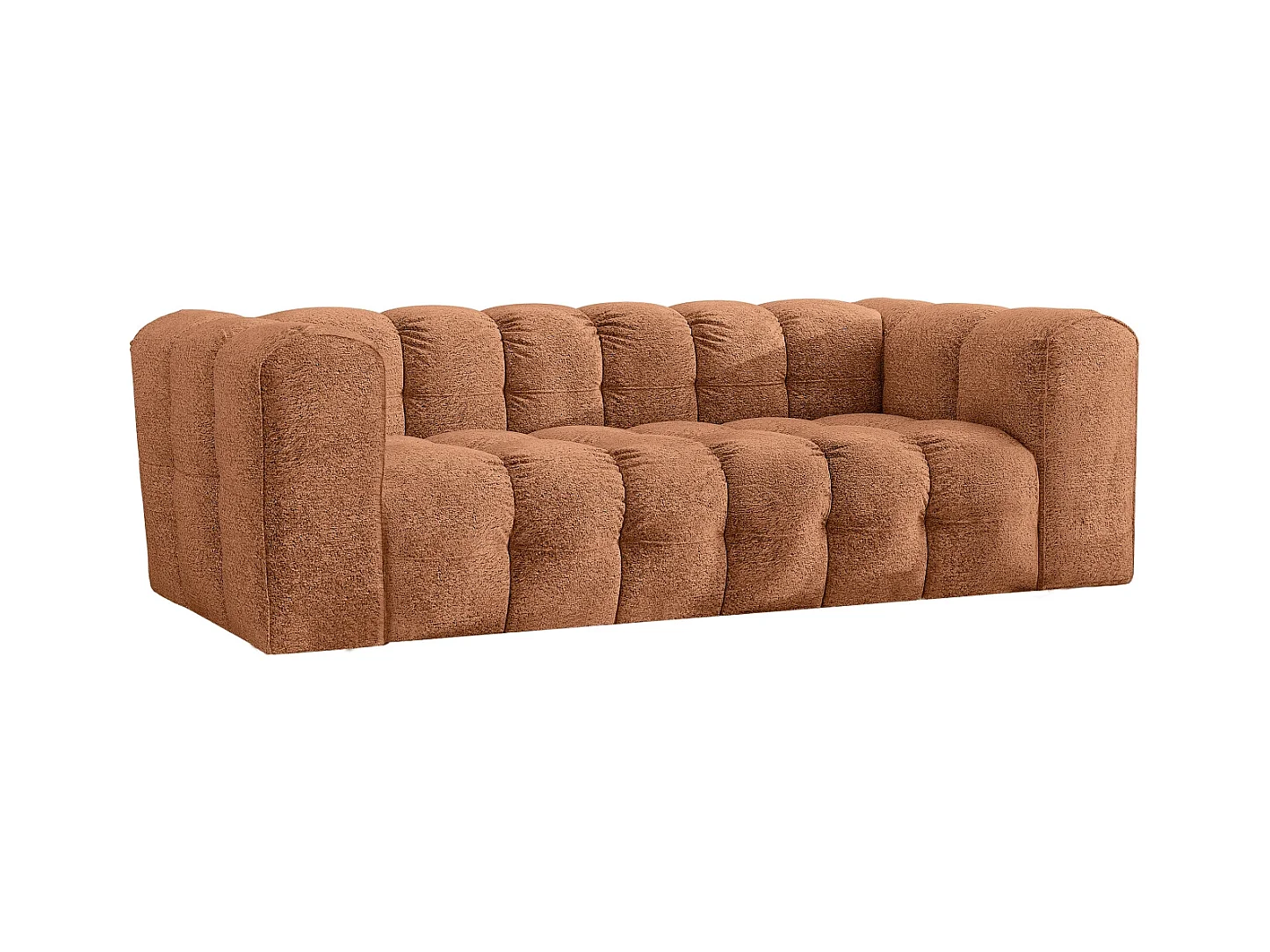 Sofa 3-Sitzer, Komfort Couch BALOO, stoff Schenille & Bouclé, Orange