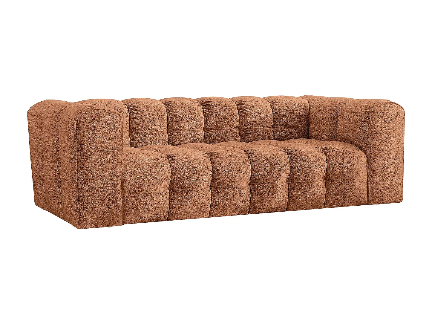 Sofa 3-Sitzer, Komfort Couch BALOO, stoff Schenille & Bouclé, Orange