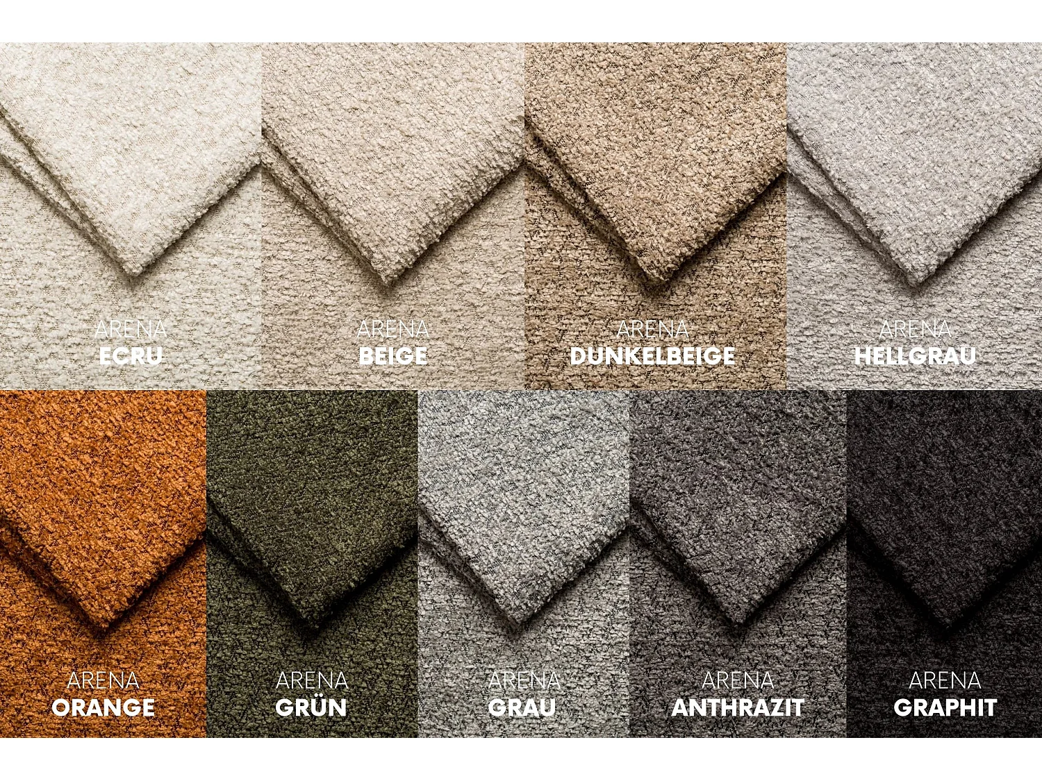 Sofa 3-Sitzer, Komfort Couch BALOO, stoff Schenille & Bouclé, Orange