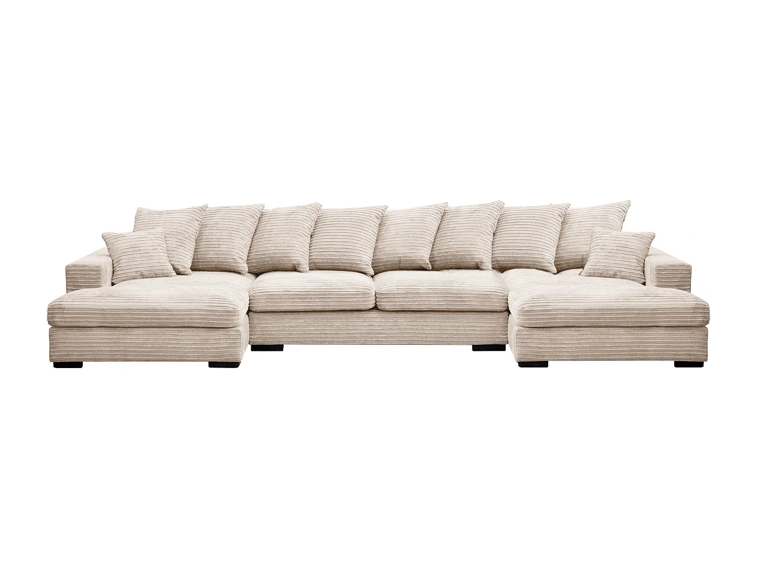 Canapé d'angle avec fonction couchage et coffre de lit, Canapé en U, Canapé en U tissu Gabon Zoom Crème