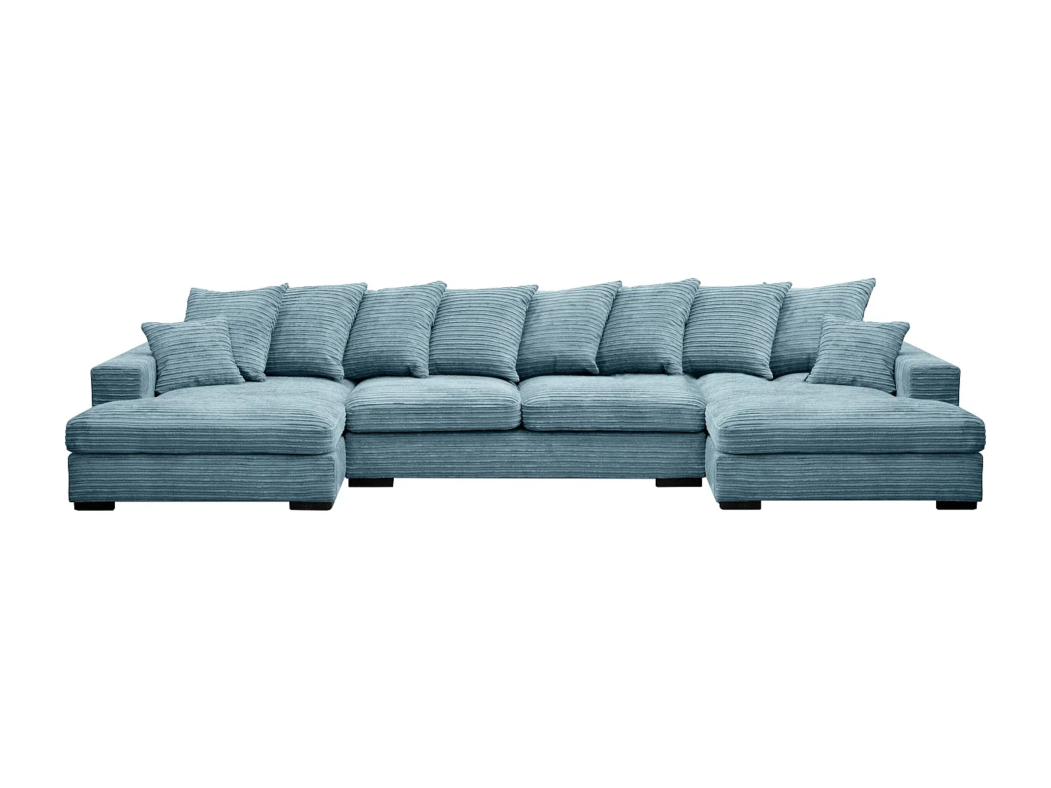 Canapé d'angle avec fonction couchage et coffre de lit, Canapé en U, Canapé en U tissu Gabon Zoom Bleu Clair