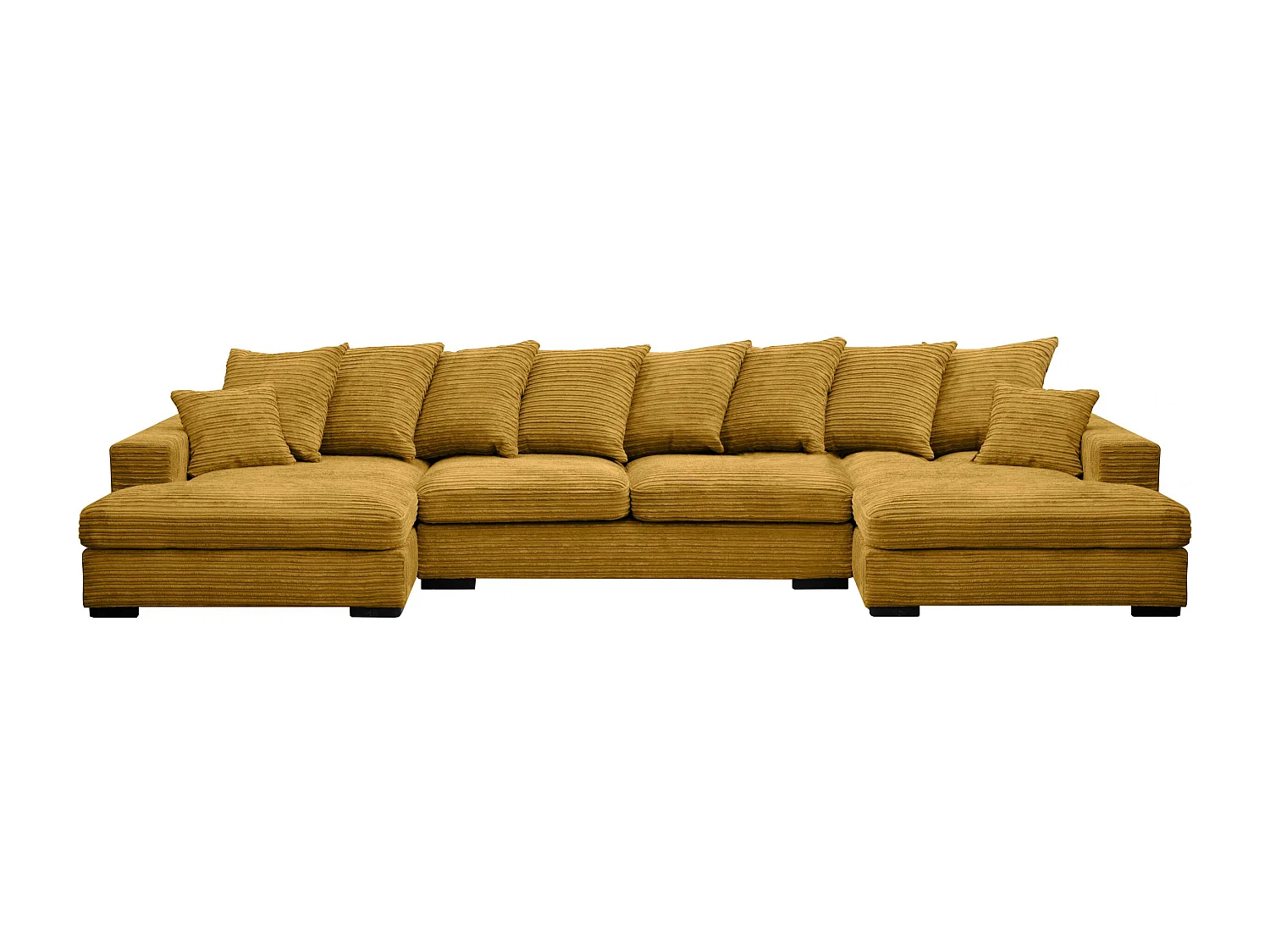 Canapé d'angle avec fonction couchage et coffre de lit, Canapé en U, Canapé en U tissu Gabon Zoom Jaune