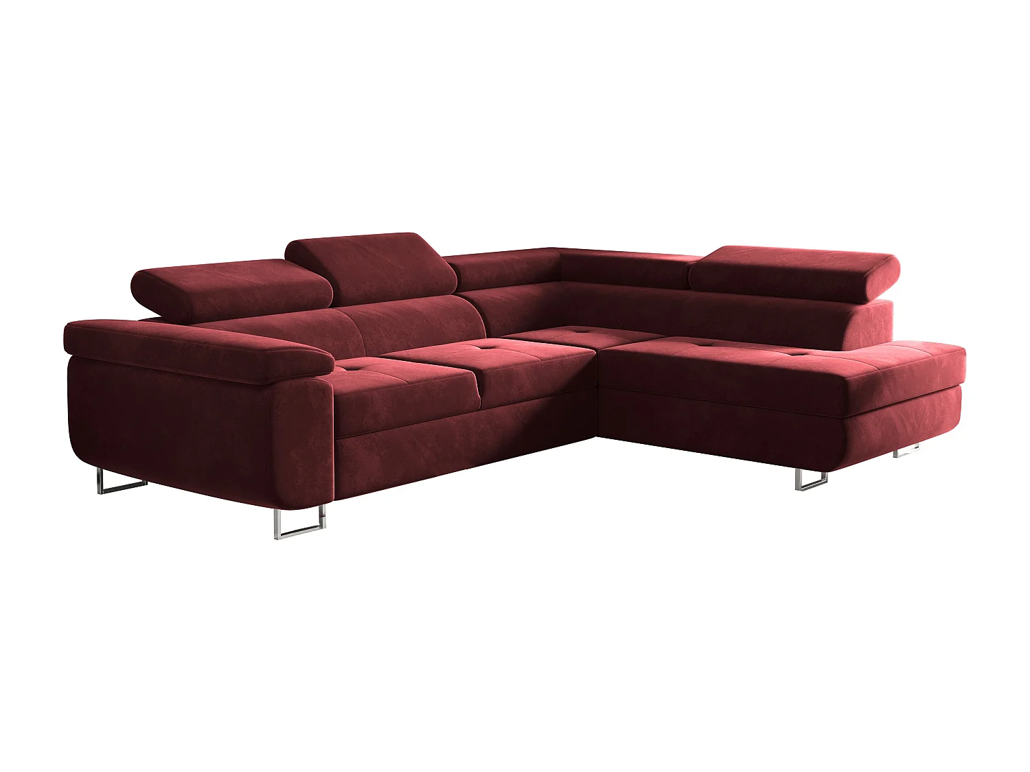 Canapé d'angle ATOM avec fonction couchage, tissu Monolith, rouge, droit